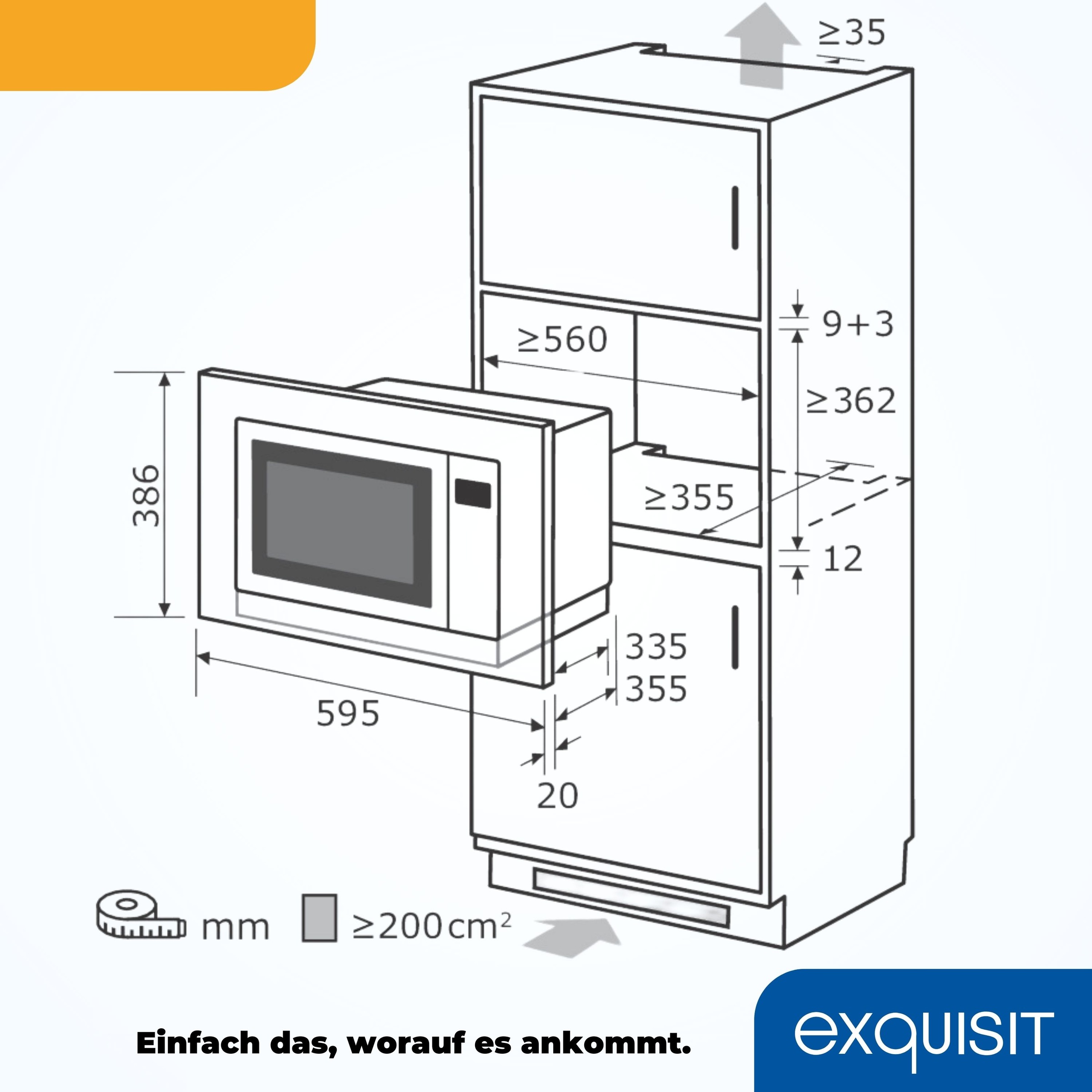 exquisit Einbau-Mikrowelle »EMW25-G-020«, Grill-Mikrowelle, 1450 W