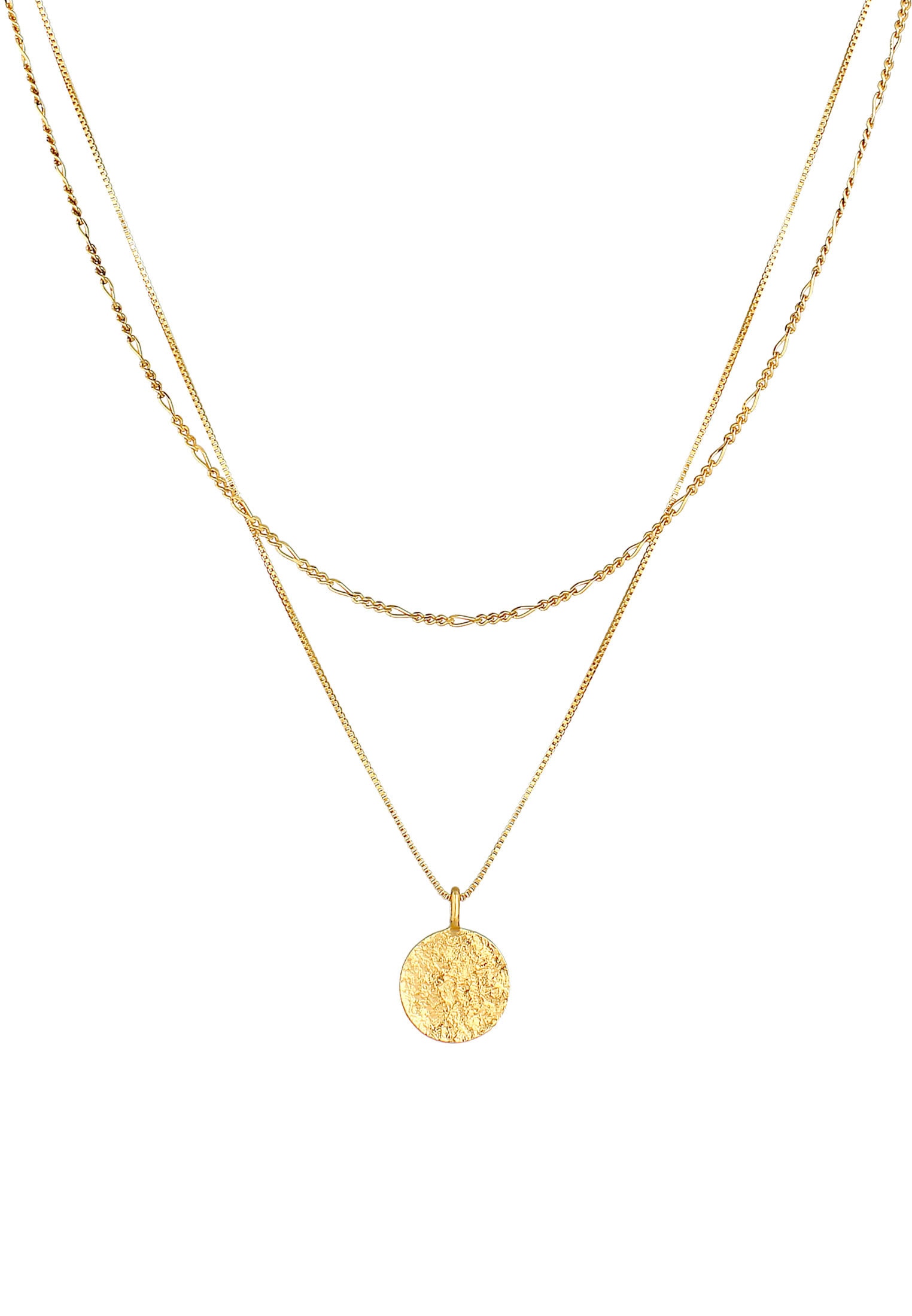 Kuzzoi Kette mit Anhänger »Halskette Herren Layer Figaro Venezianer Plättchen 925 Silber«
