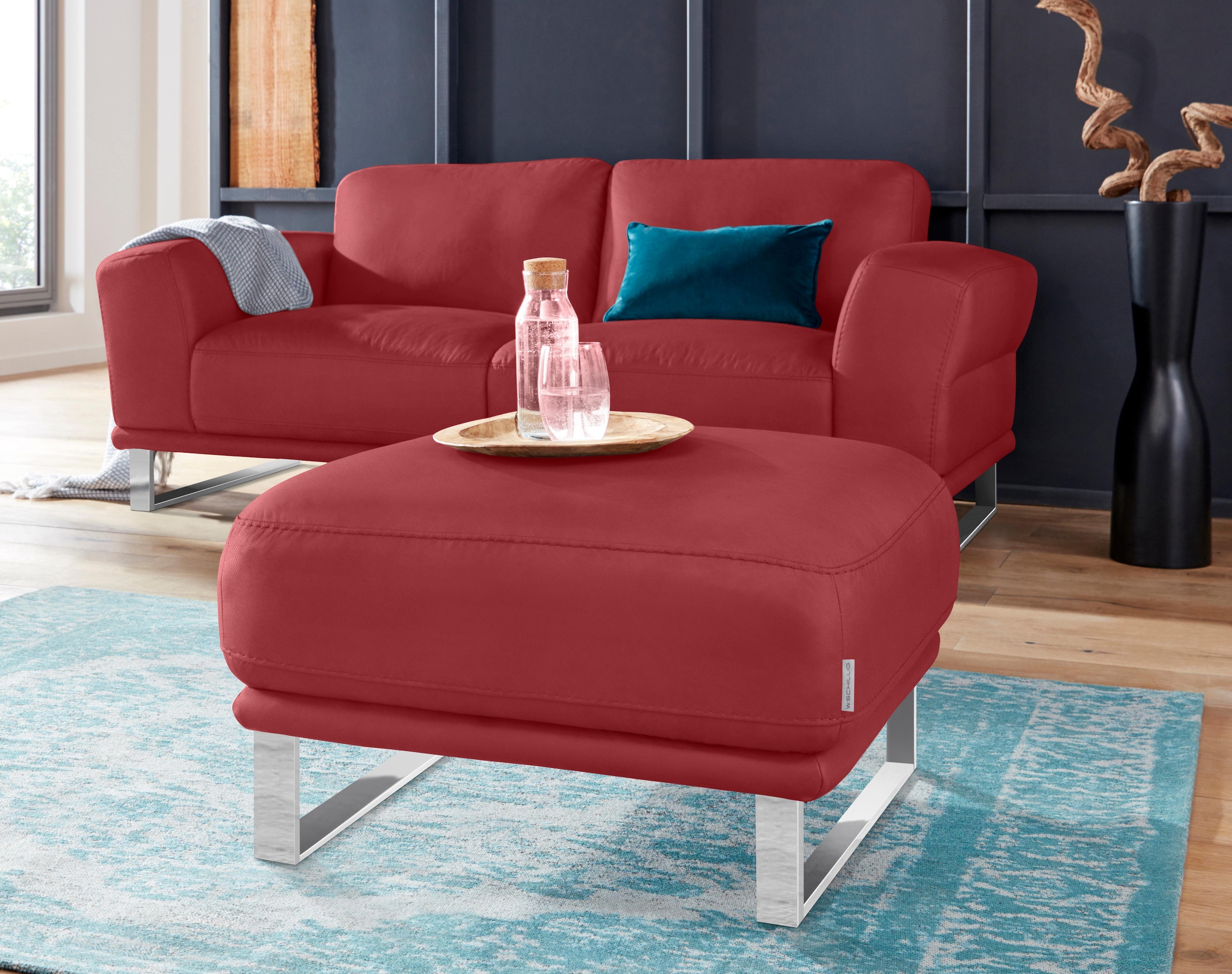 W.SCHILLIG Hocker »montanaa«, mit Metallkufen in Chrom glänzend, Breite 71 cm