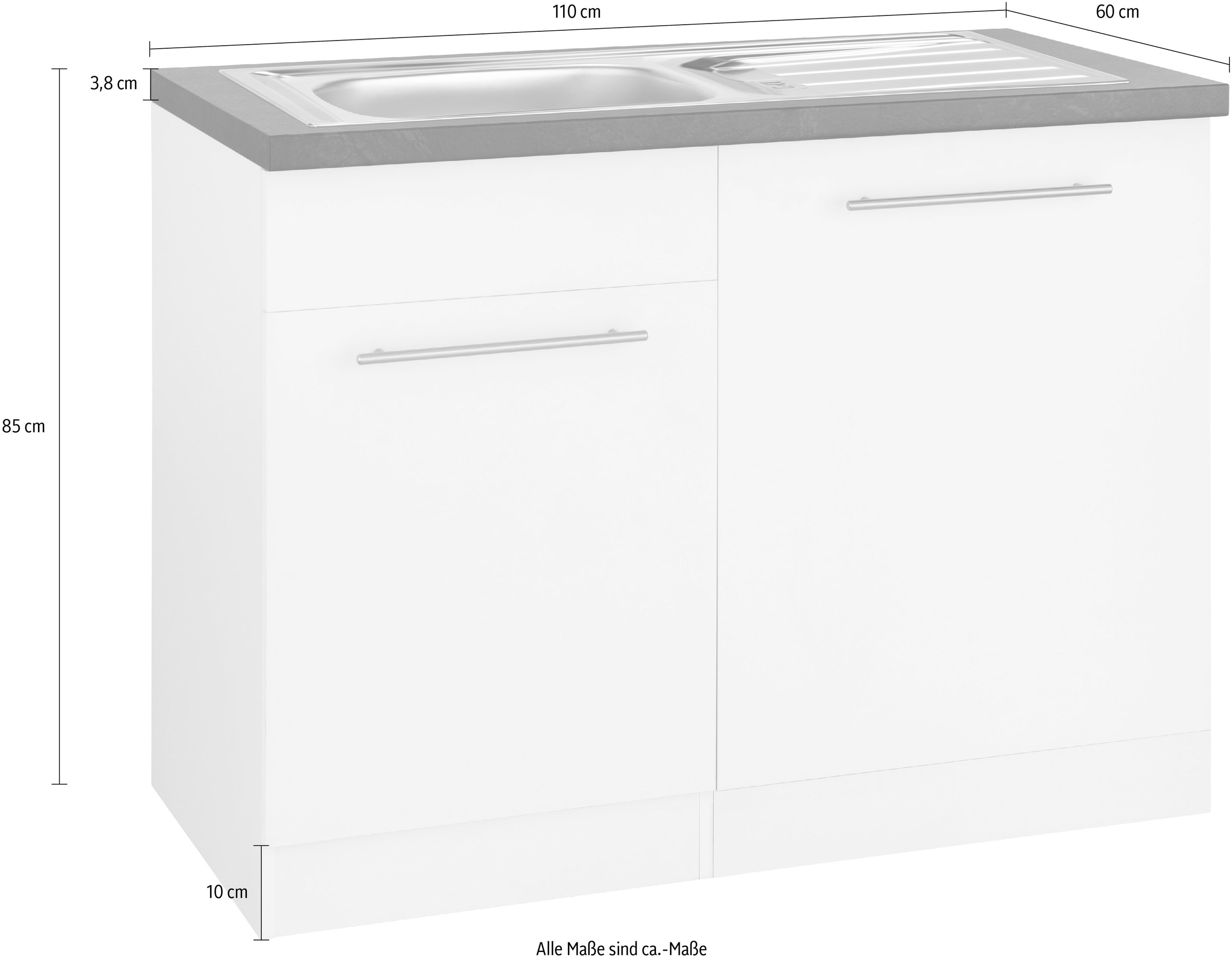 wiho Küchen Spülenschrank »Unna«, 110 cm breit, inkl. Tür/Sockel/Griff für Geschirrspüler