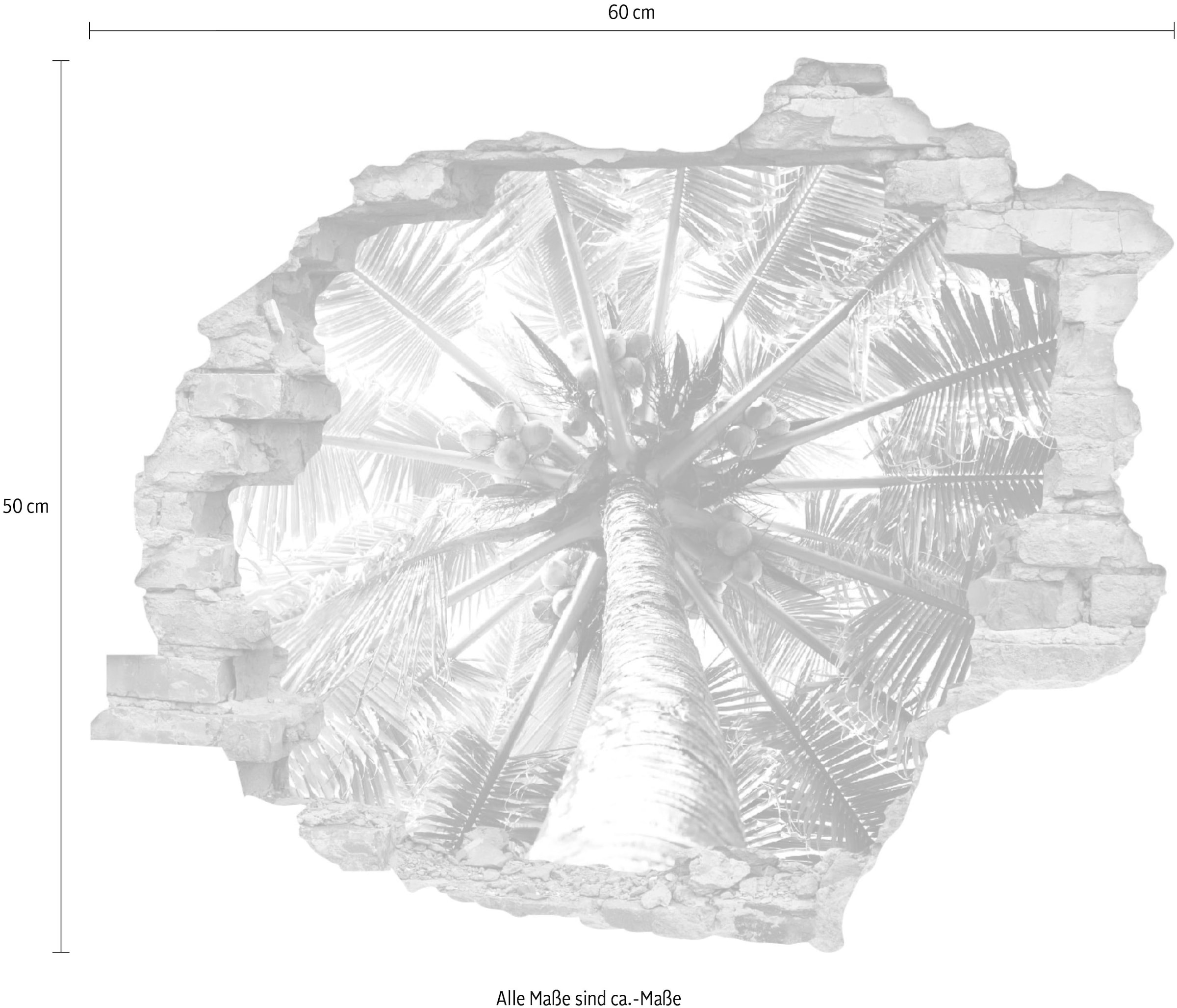 queence Wandtattoo »Palme«, (1 St.), Wandsticker, Wandbild, selbstklebend, 3D, Wanddurchbruch