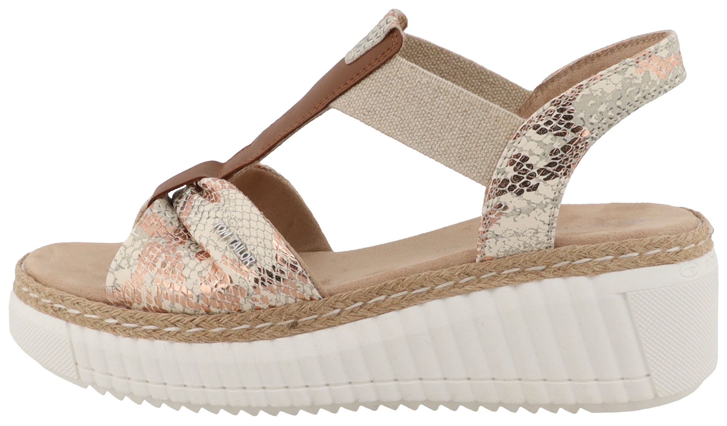 TOM TAILOR Keilsandalette »Vally«  Plateau, Sommerschuh, Riemchensandale in Snake-Optik