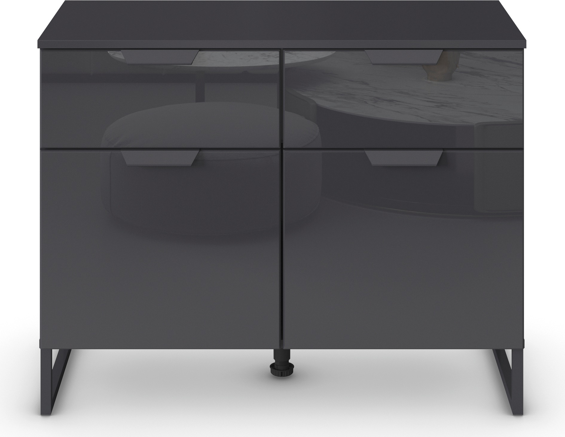 rauch Kombikommode »Modern by Aditio«, mit Glasfront und Kufenfuß, 2 Schubladen mit Softclose-Funktion