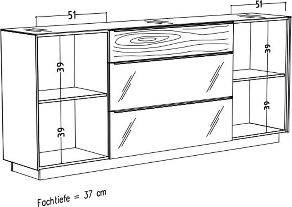 Mäusbacher Sideboard Sideboard, BHT 214/92/42 cm, inkl. Griffbeleuchtung, Türdämpfung