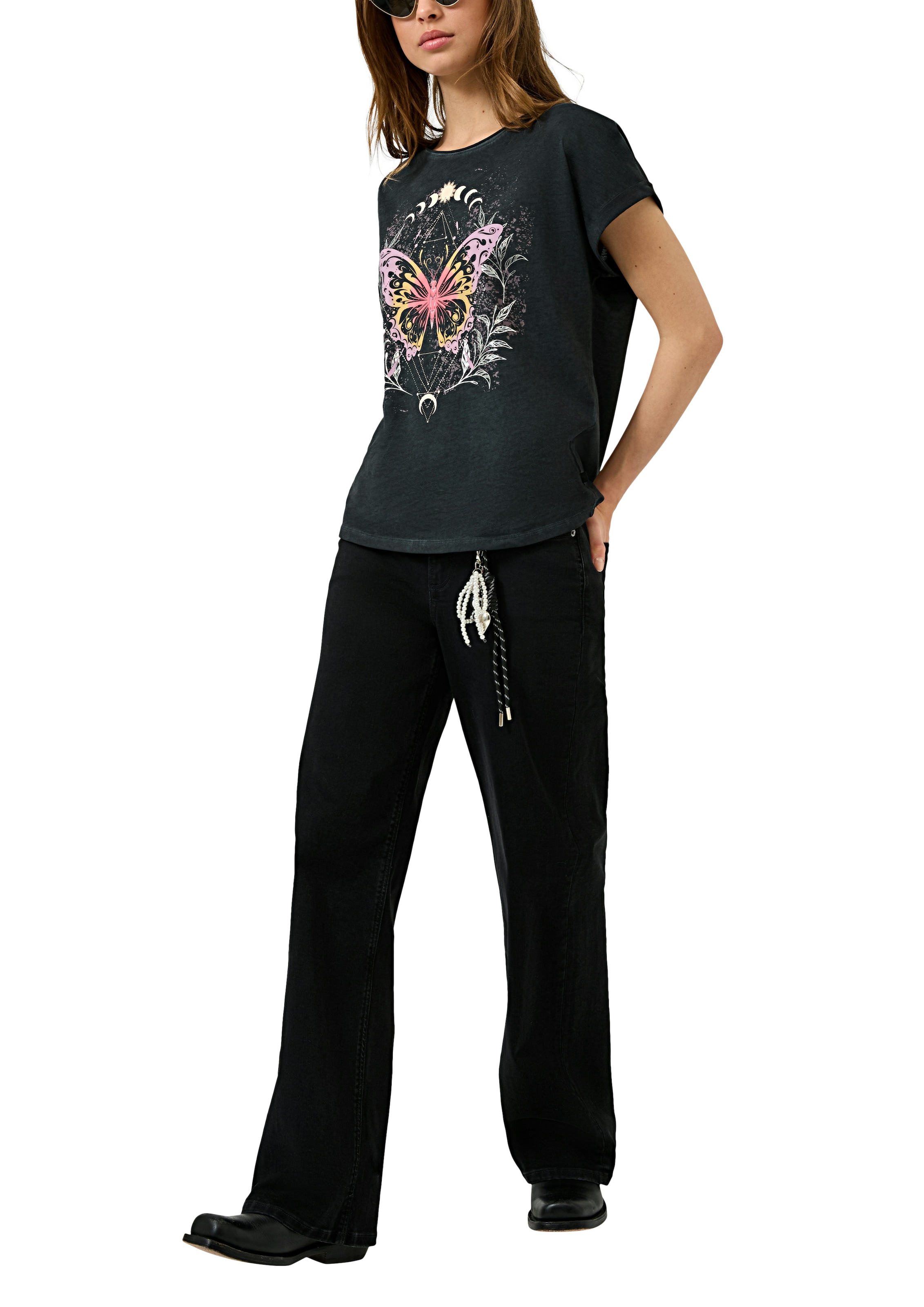 QS Rundhalsshirt mit großem Print