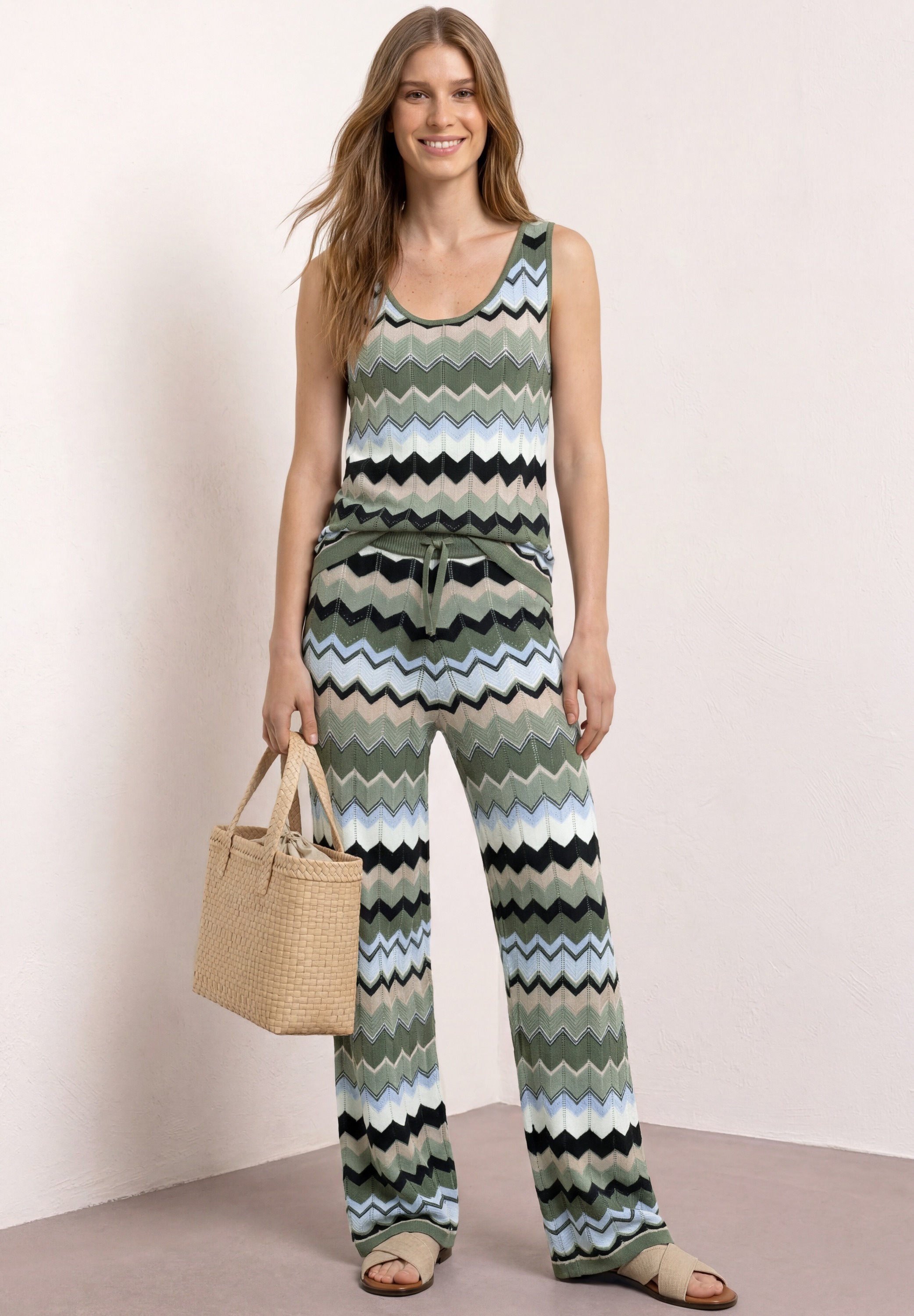 STREET ONE Stricktop Sommertop mit Zick-Zack-Muster