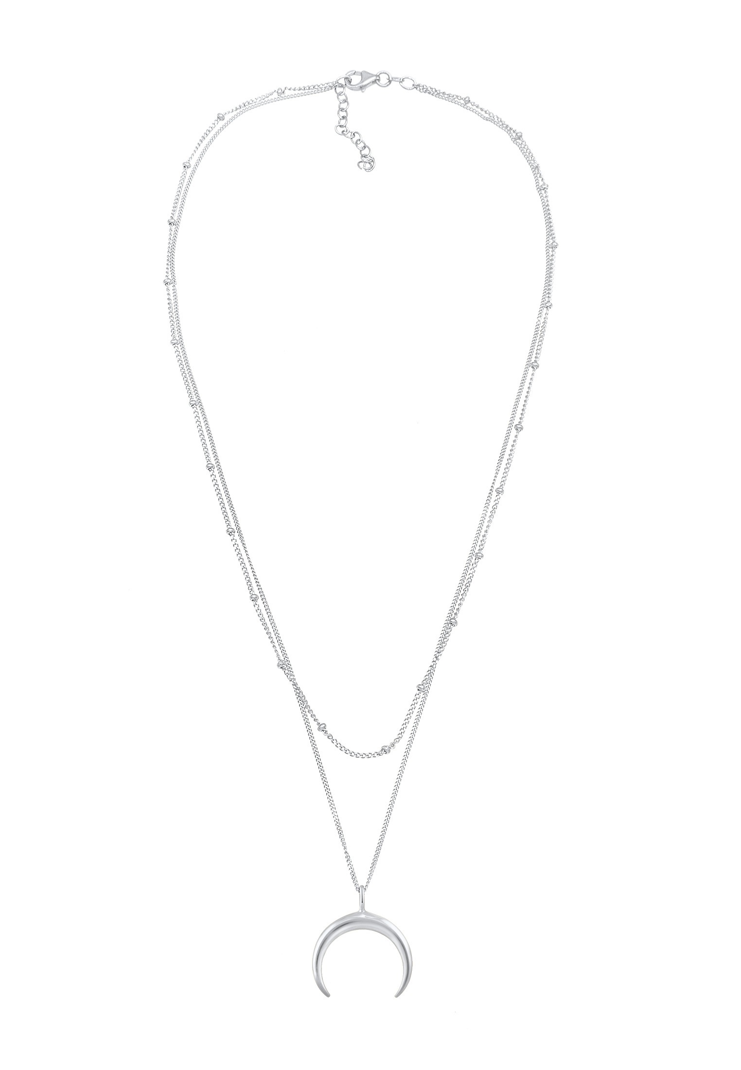 Elli Silberkette »Halskette Layer Mond Sichel Kugelkette 925 Silber«