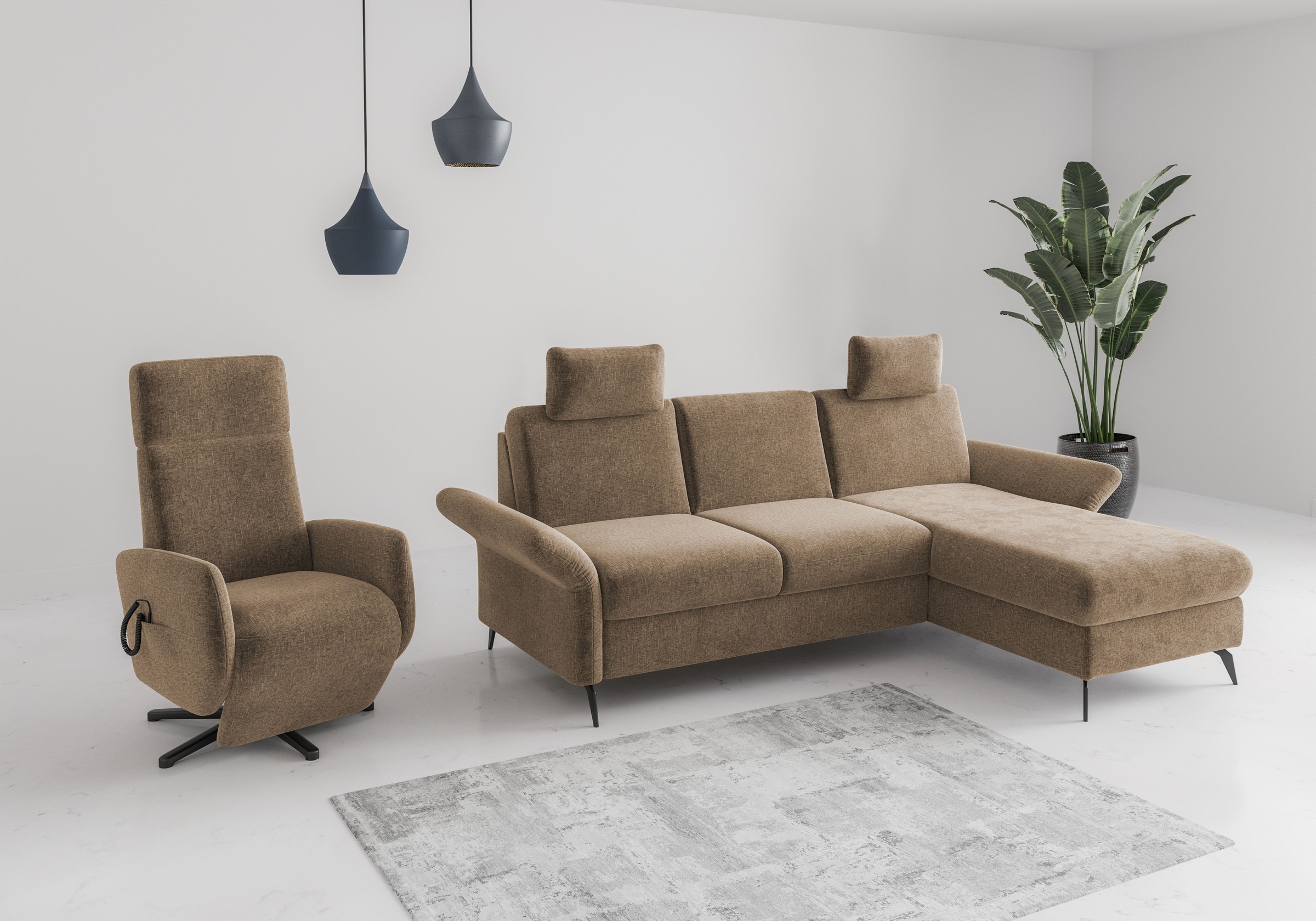Home affaire Ecksofa »Rochelle«, optional: Armteilverstellung, klappbar, Bettkasen