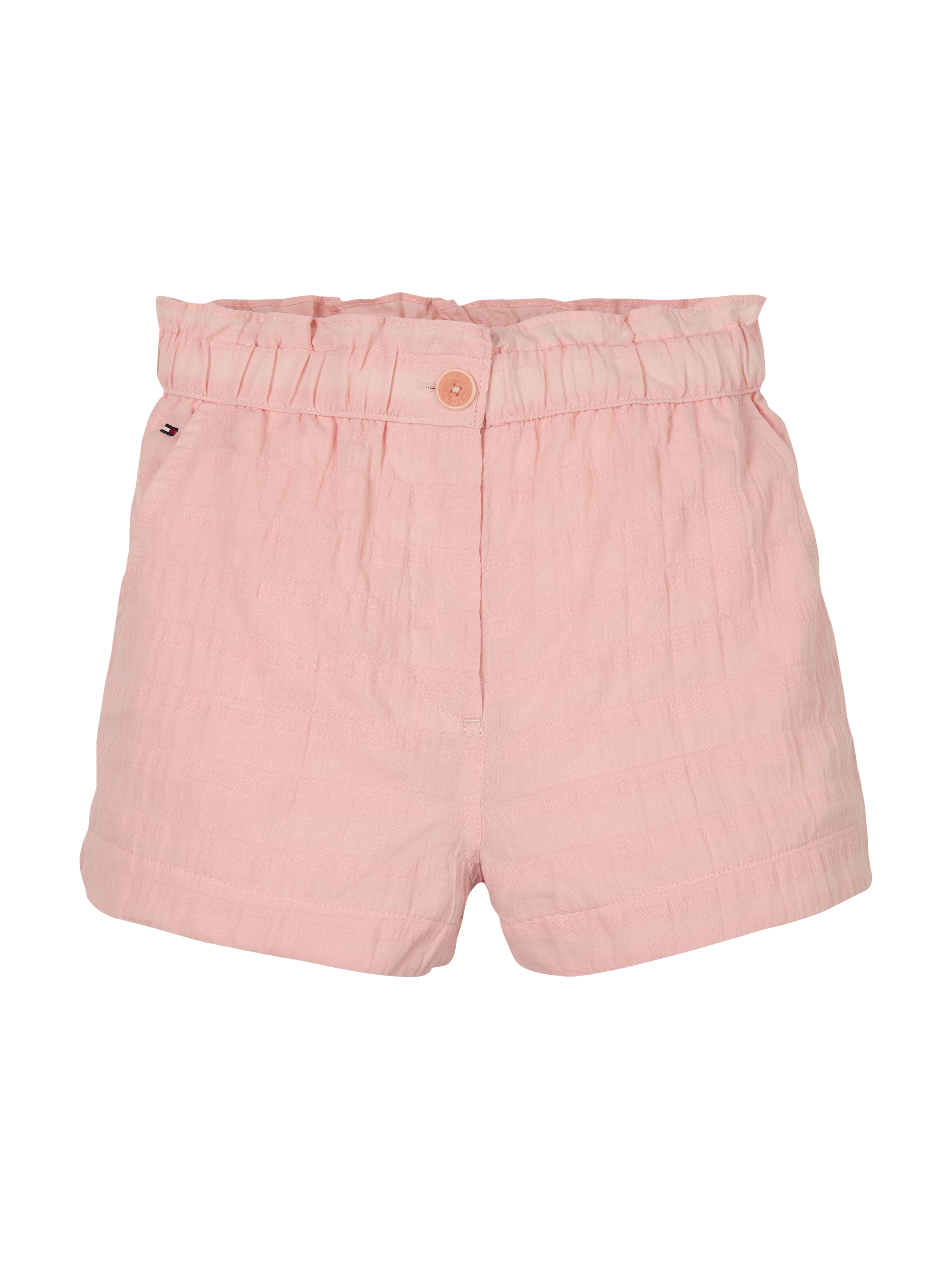 Tommy Hilfiger Shorts »TEXTURED COTTON SHORT«, mit Rüschen, mit Logostickerei, mit Struktur