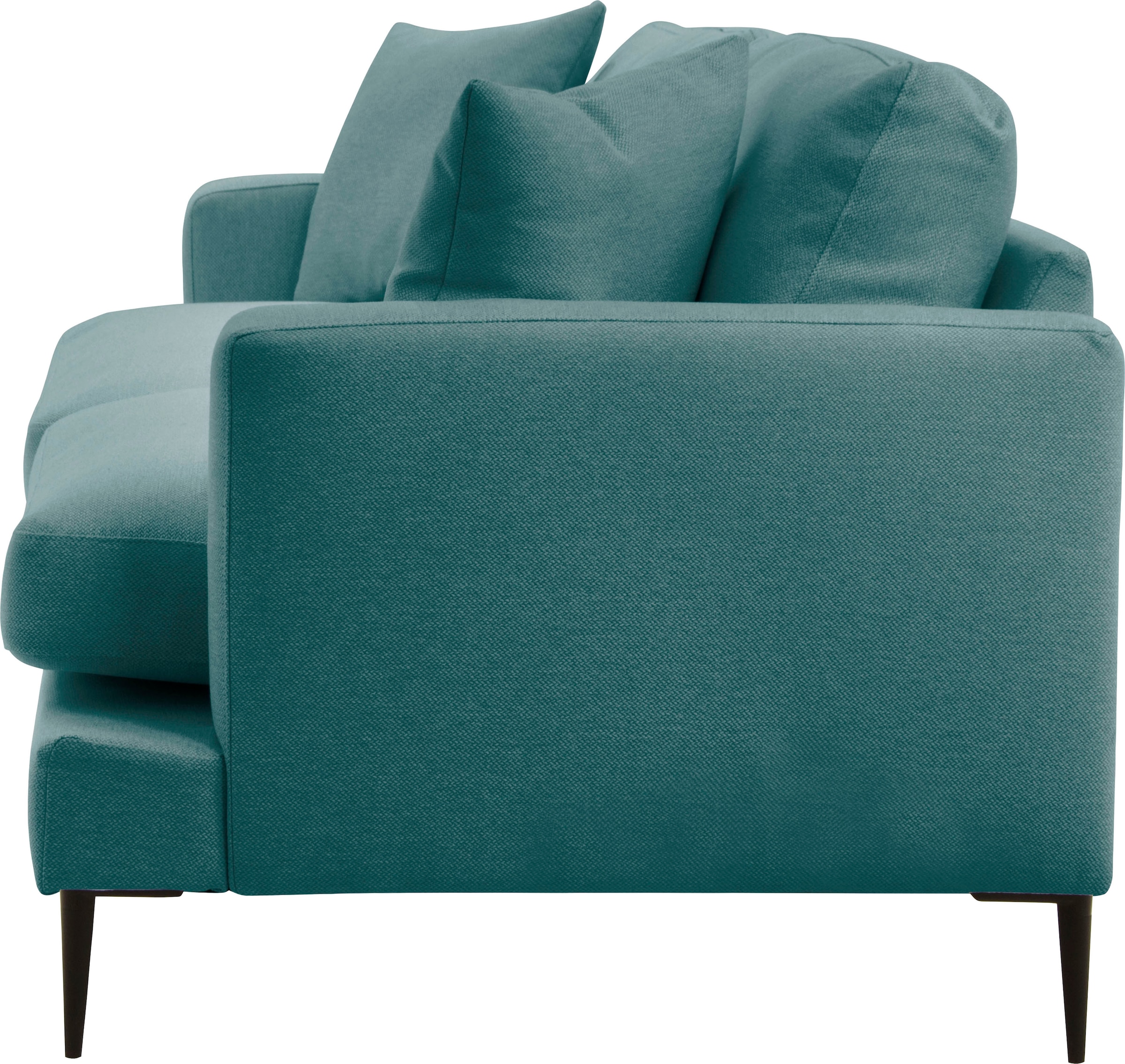 Leonique Big-Sofa »Cozy elegantes Designsofa, Maße B/T/H: 252/97/80 cm«, mit losen Kissen und Metallbeinen