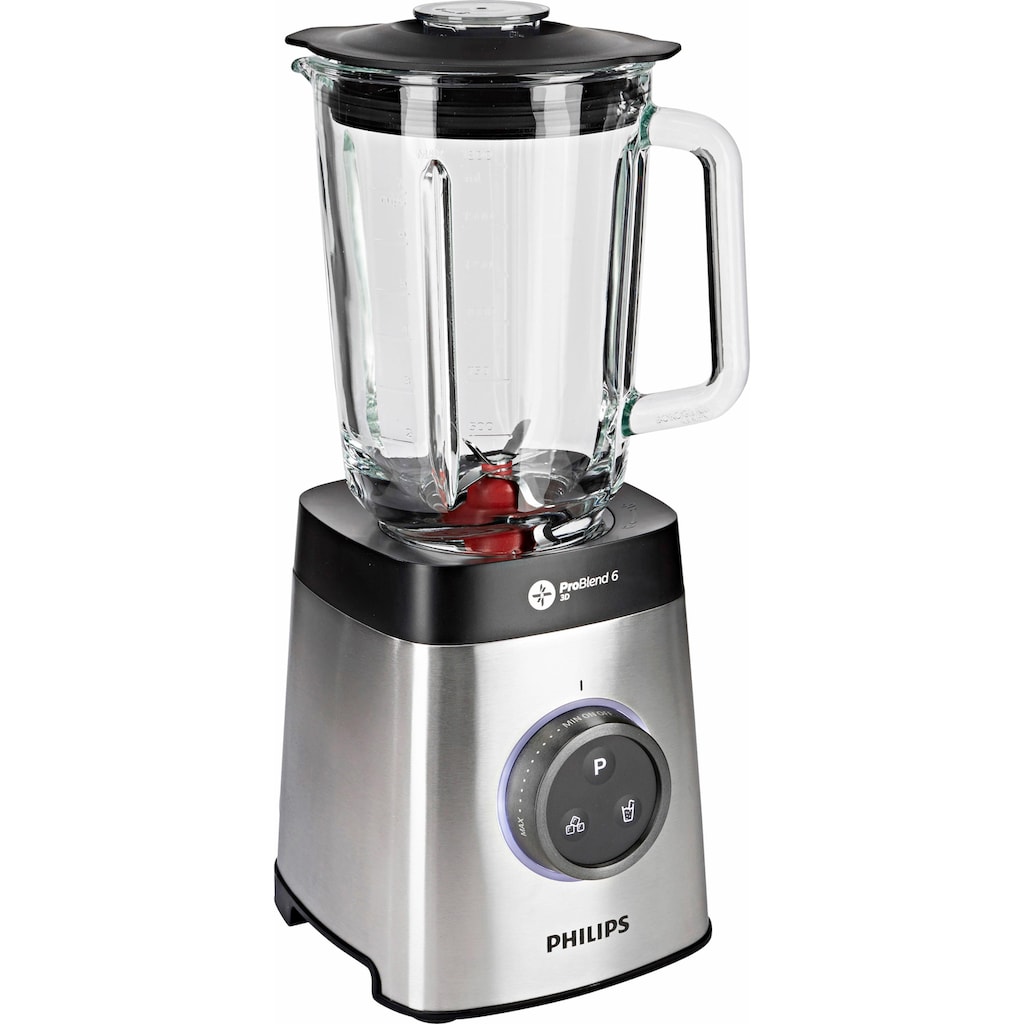 Philips Standmixer »HR3655/00 Avance Collection, mit ProBlend 6 3D-Technologie,«, 1400 W, 1,8L-Glasbehälter und 2 Trinkflaschen; Metallic