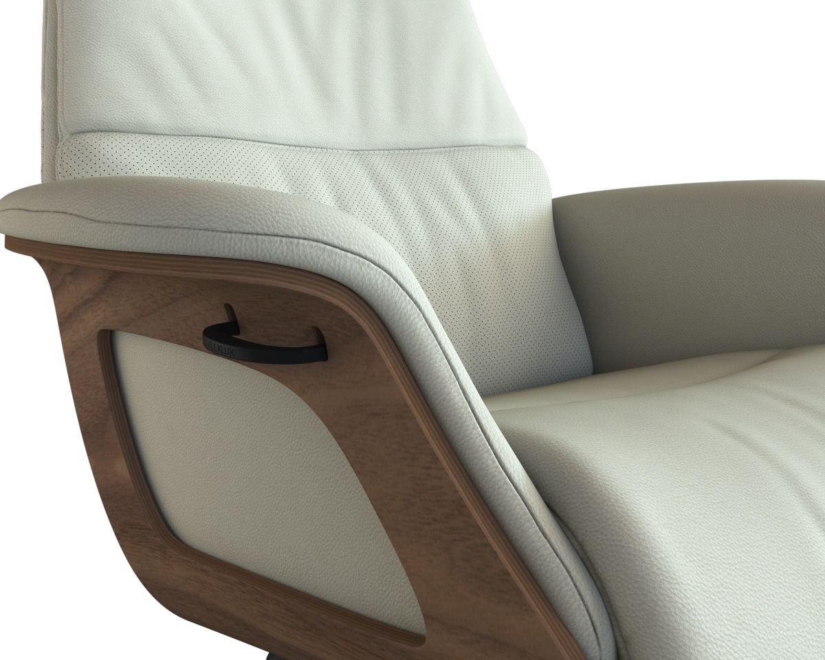 FLEXLUX Relaxsessel »Rücken u. Kopfverstellung, ergonomisch, Airchannels, klasse Komfort«, Rücken- & Kopfteilverstellung, Drehbar, Armlehne Walnuss, Fuß Schwarz