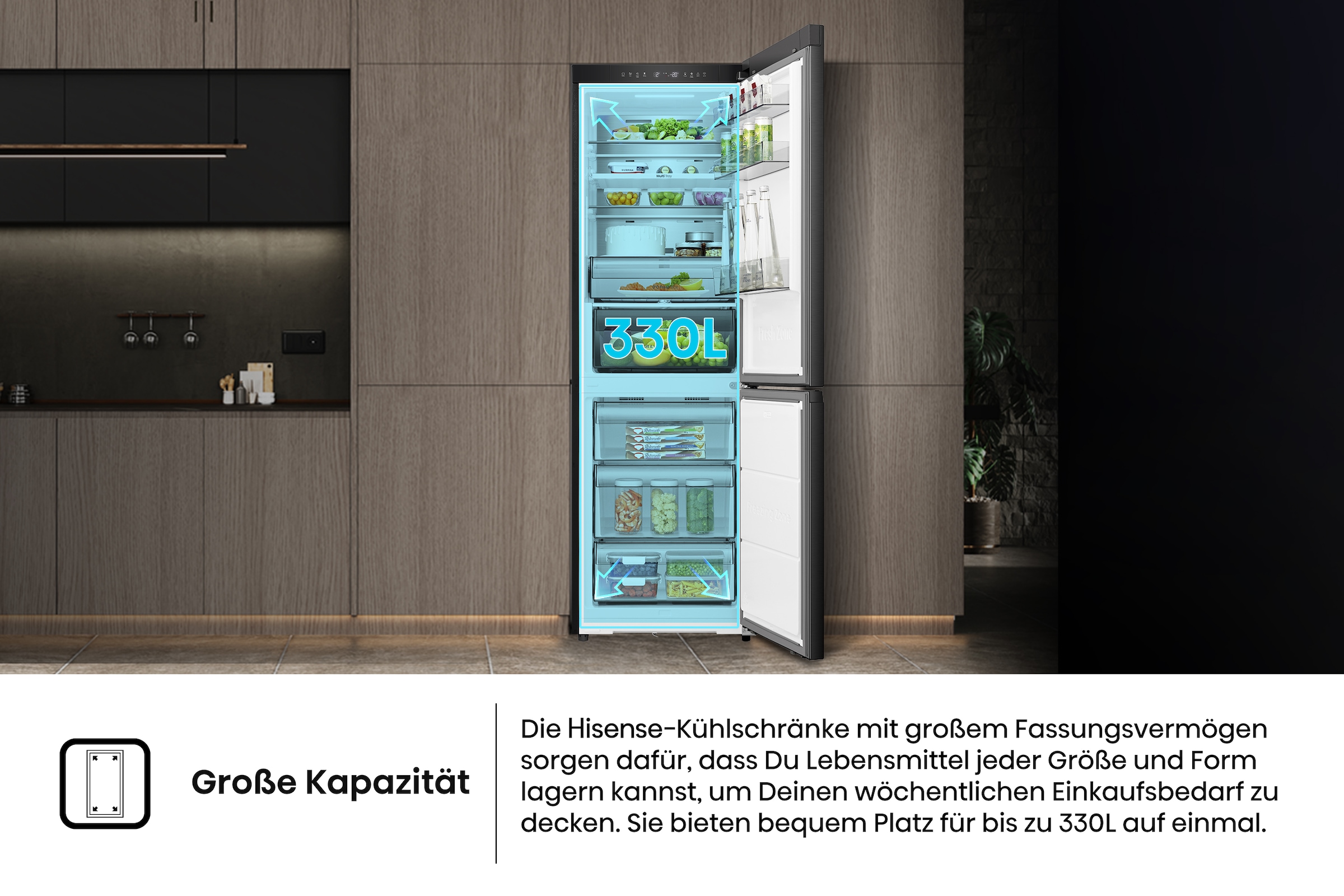 Hisense Kühl-/Gefrierkombination »RB3K330SAFC« 185,6 cm hoch 59,5 cm breit Total NoFrost