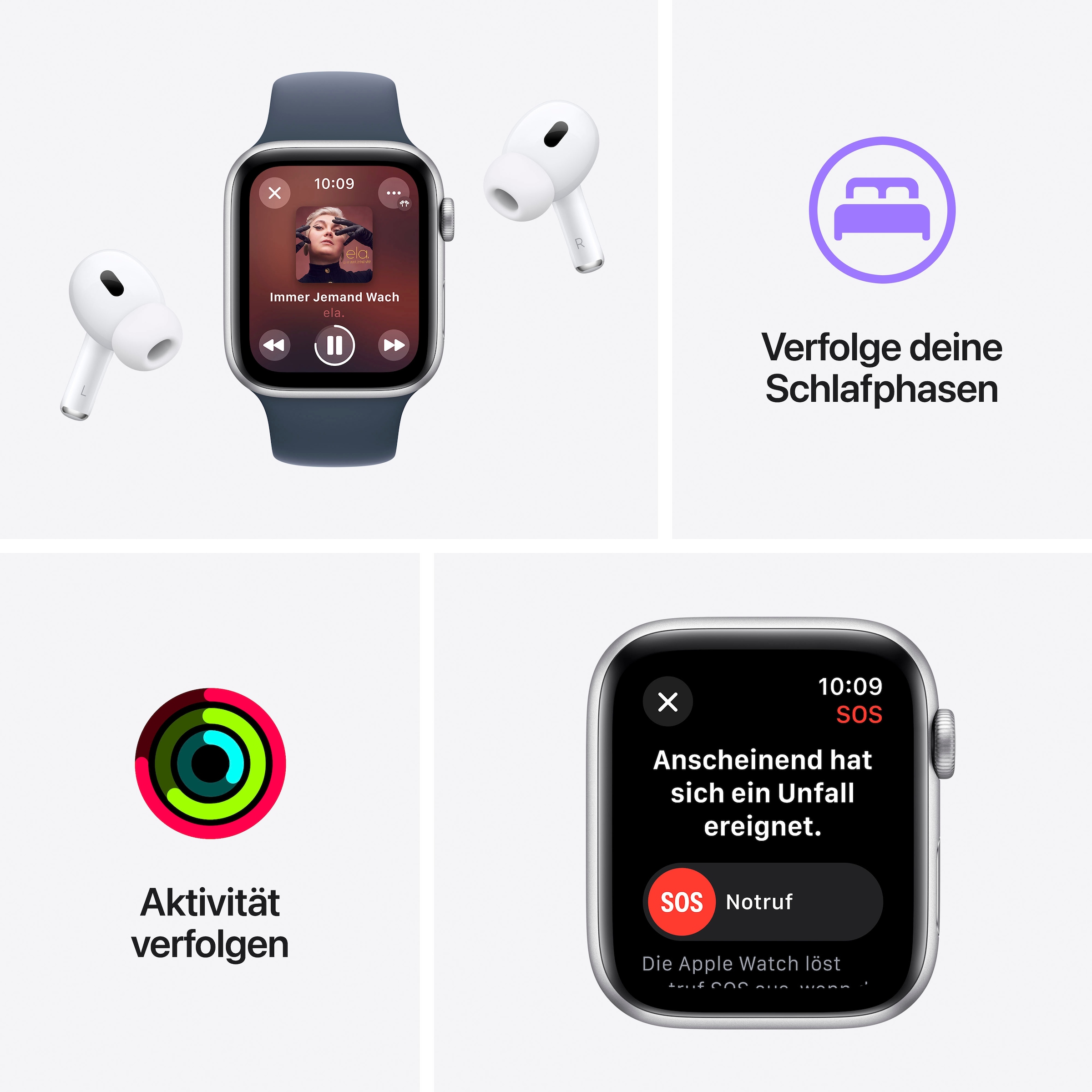 Apple Smartwatch »Watch SE GPS Aluminium 44 mm + Cellular S/M«, (Watch OS 10 Sport Band)