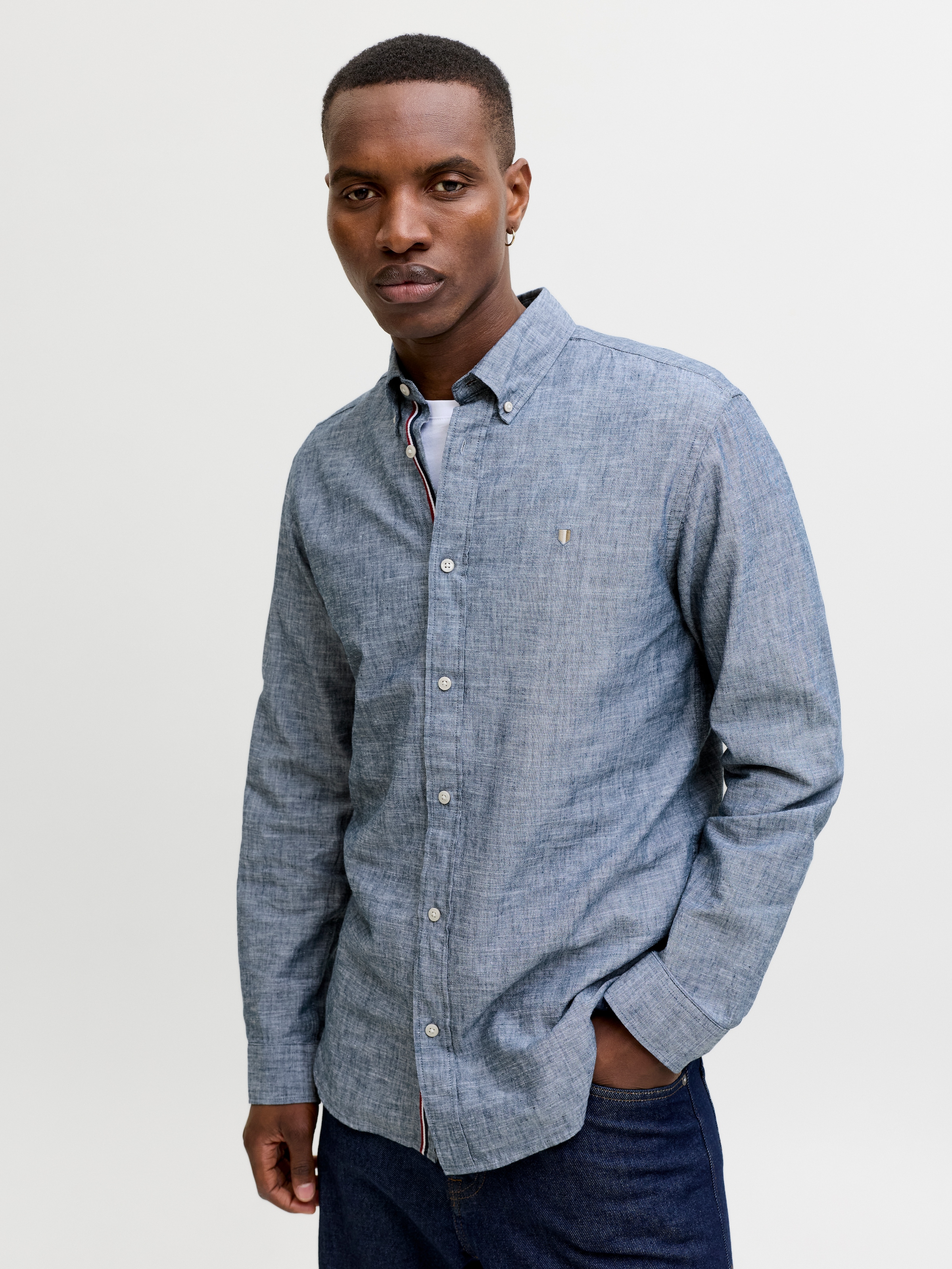 Jack & Jones Langarmhemd »JPRBLUSUMMER LINEN BLEND SHIELD LS SHIRT« Baumwolle mit Leinen, normal geschnitten