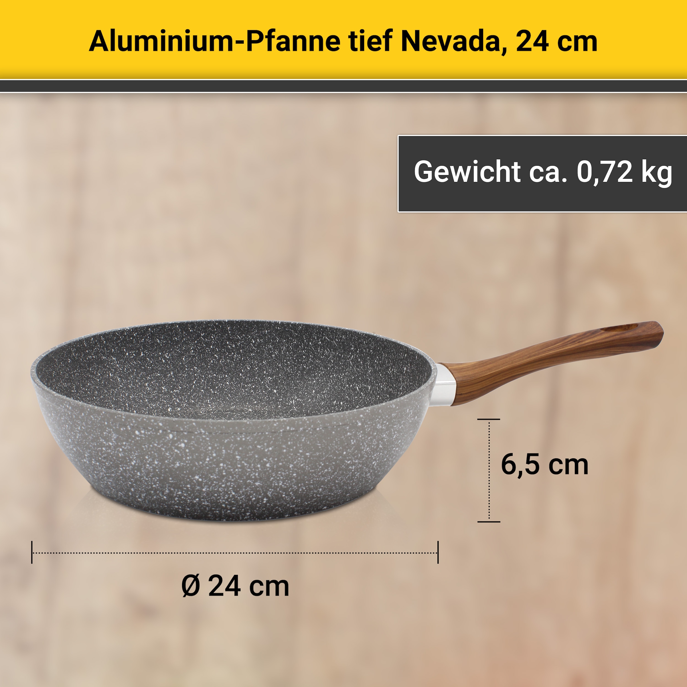 Krüger Bratpfanne »Nevada«, Aluminium, (1 tlg.), für Induktions-Kochfelder geeignet