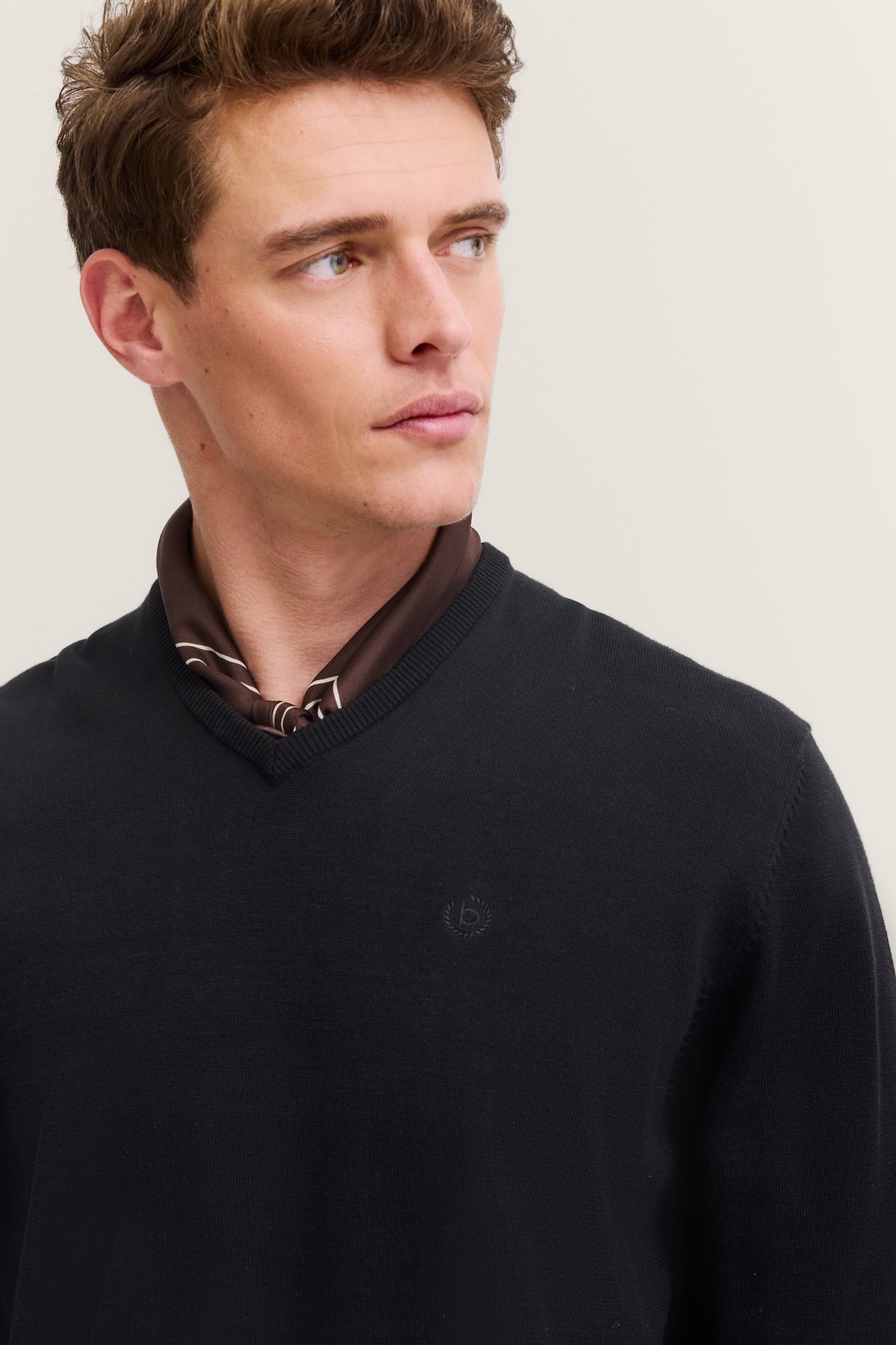 bugatti V-Ausschnitt-Pullover »Basic Essential« aus reine Baumwolle