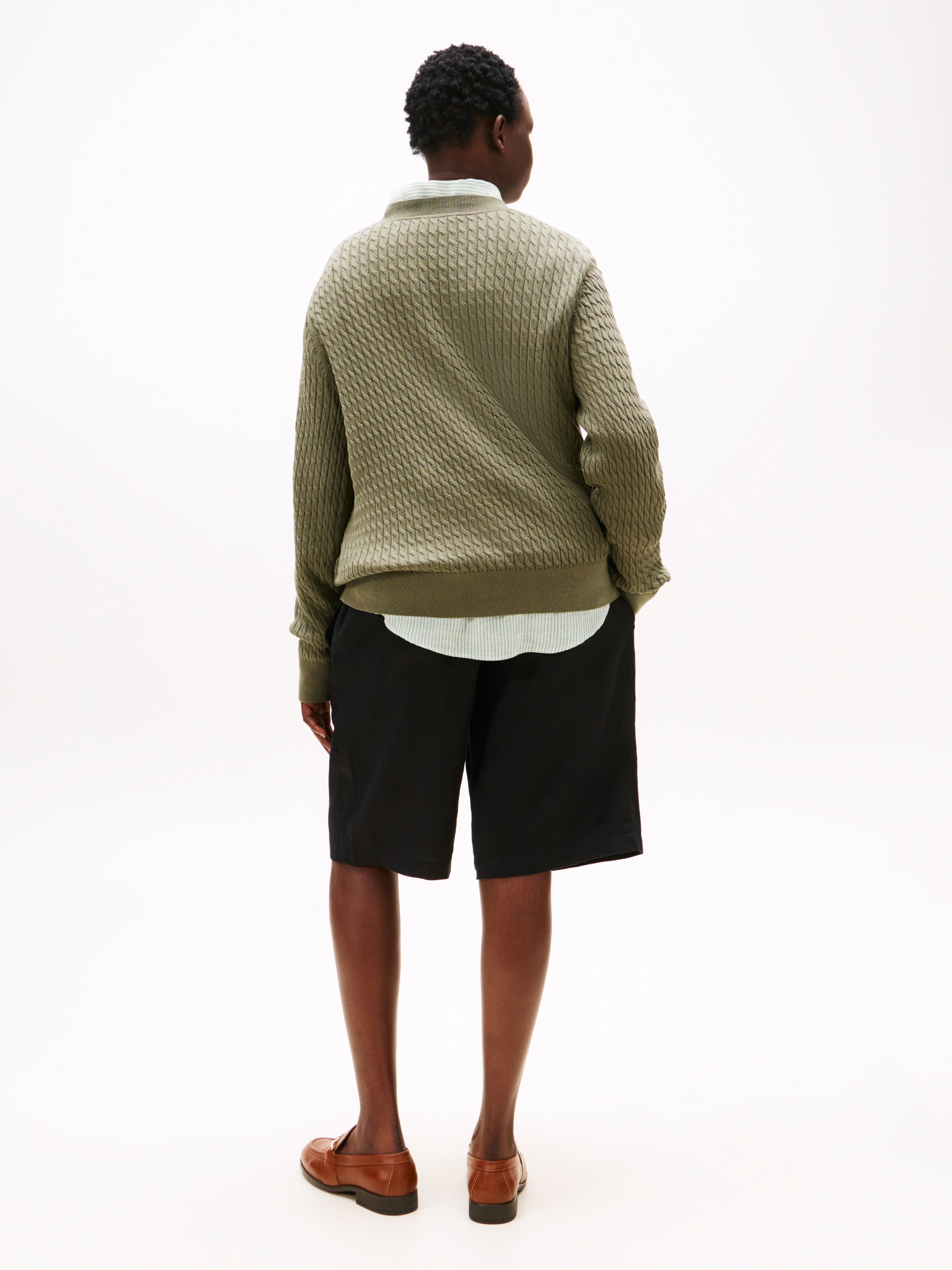 Tommy Hilfiger Curve Strickpullover »CRV CO CABLE FINE GG C-NK LS SWT«, in großen Größen, mit Zopfmuster