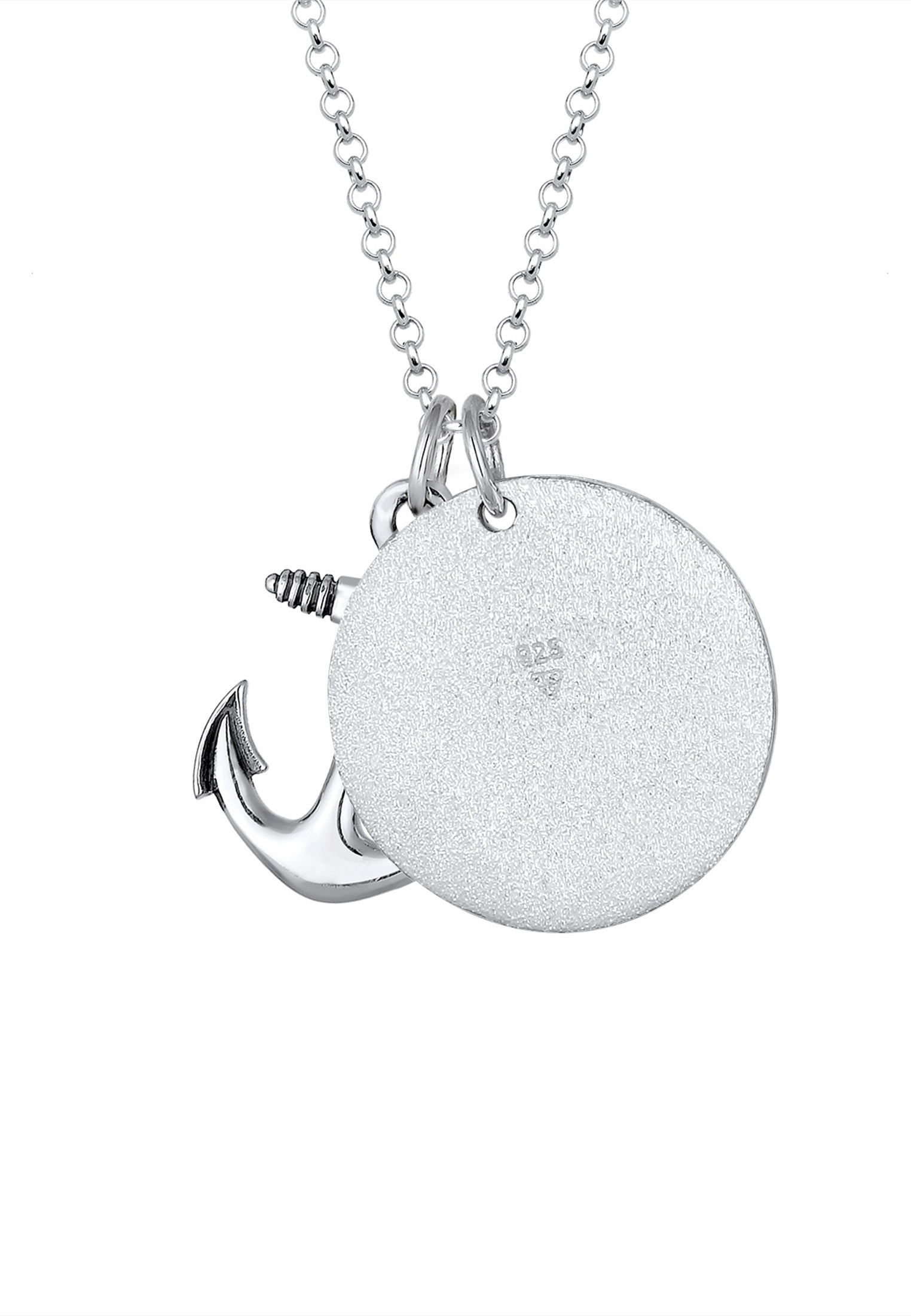Kuzzoi Lange Kette »Halskette Kompass Anker 925 Sterling Silber«