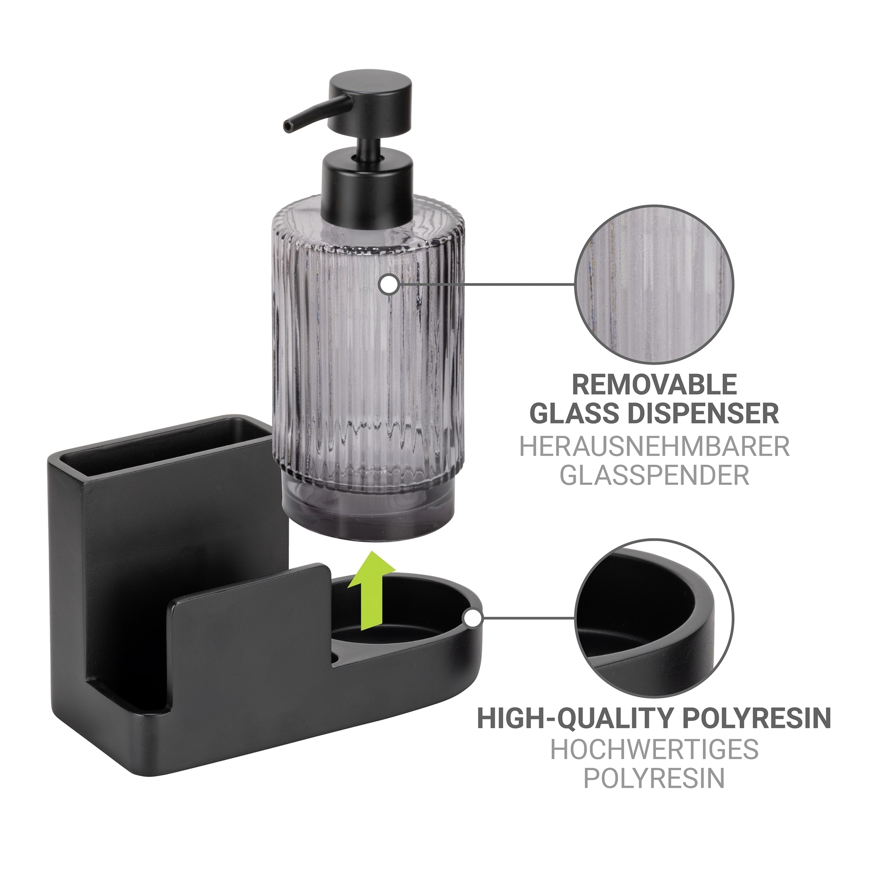 WENKO Küchenorganizer-Set »Modell Pina« robustes Design, heraunehmbarer Glasspender