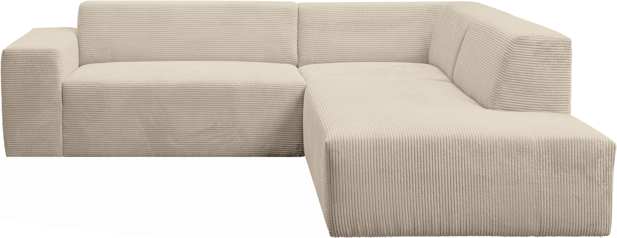 WERK2 Ecksofa »Zeus-M, tolles Sofa mit schönen Details, L-Form« Curvy Trend Garnitur, urbane Optik, komfortable Wellenunterfederung
