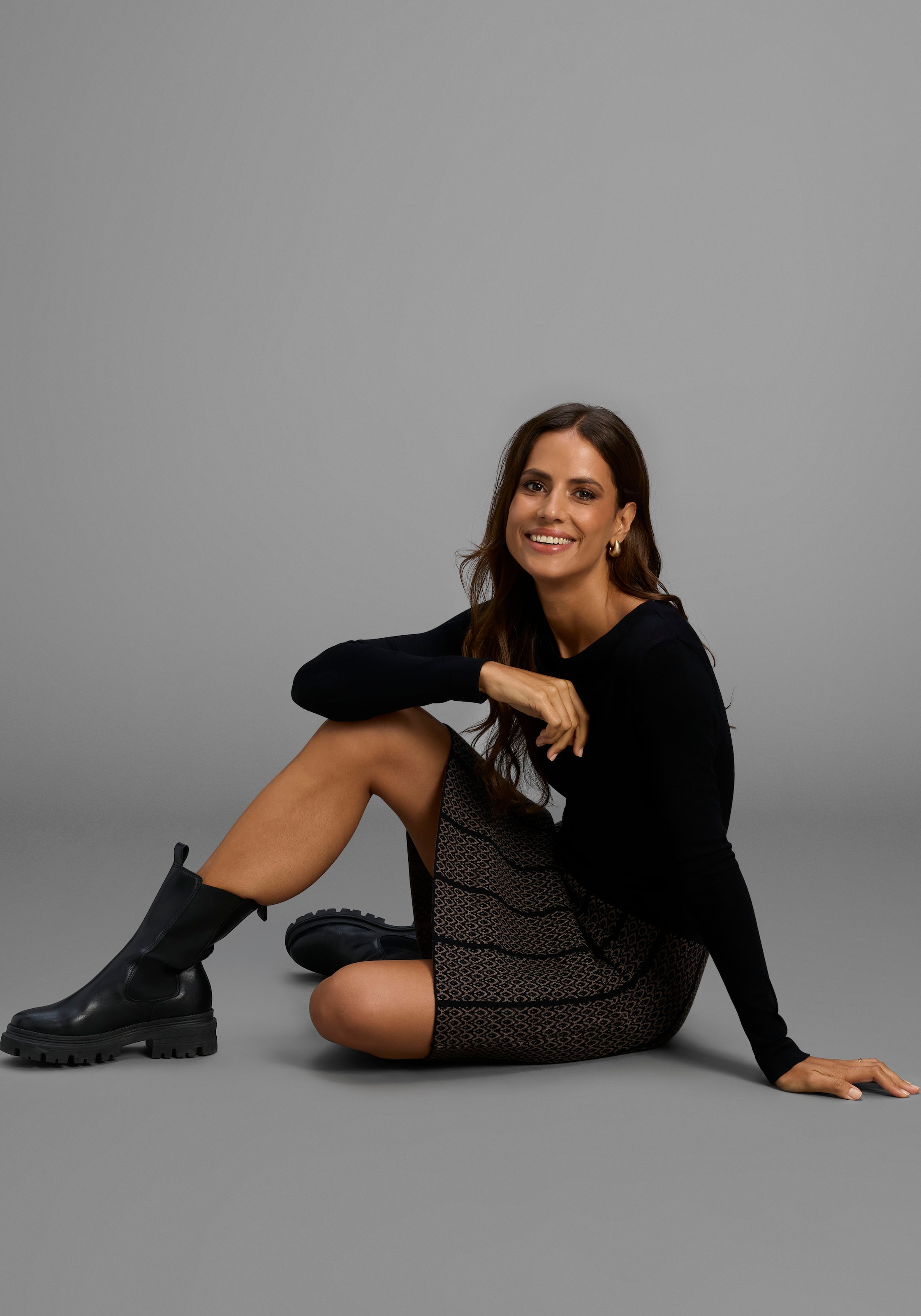 Melrose Strickkleid Ohne Taschen für Partys, figurbetont mit trendy Jacquard Muster