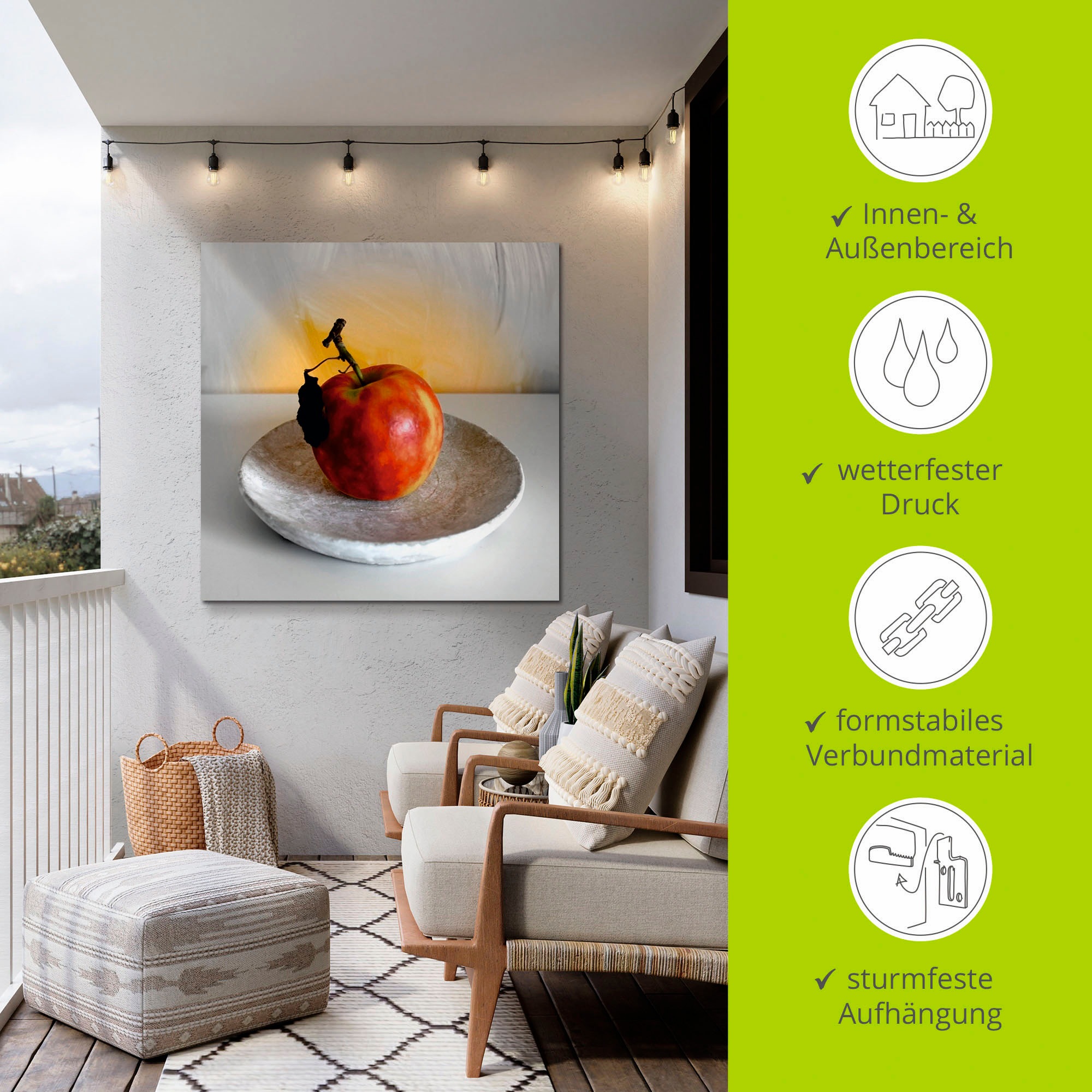 Artland Wandbild »Ein Apfel am Tag«, Arrangements, (1 St.), als Alubild, Outdoorbild, Poster, Wandaufkleber in verschied. Größen