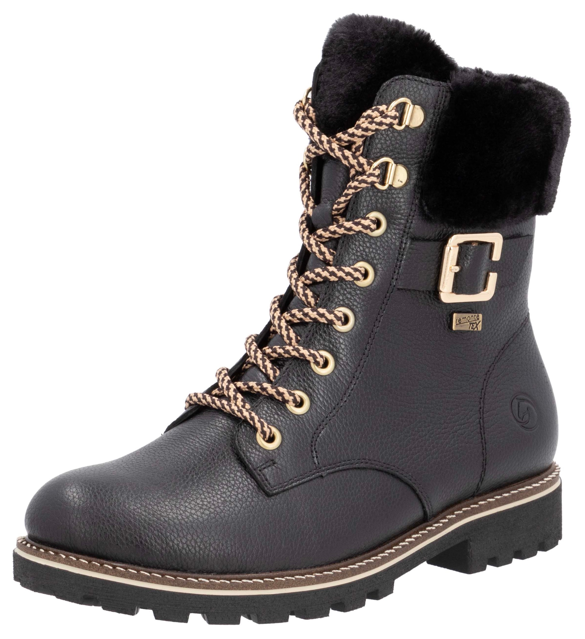Remonte Winterboots »Elisabeth Hurley-Collection«, Schnürboots, Outdoorschuh, Schnürstiefelette mit Zierschnalle