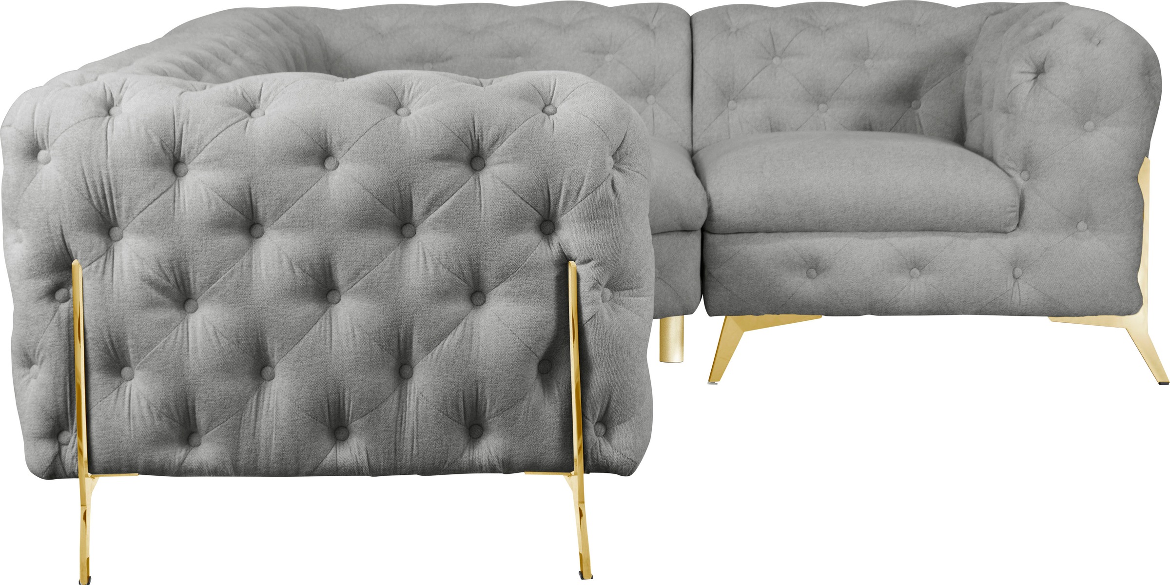 Leonique Chesterfield-Sofa »Amaury L-Form«, moderne Chersterfield-Optik, Breite 262 cm, Fußfarbe wählbar