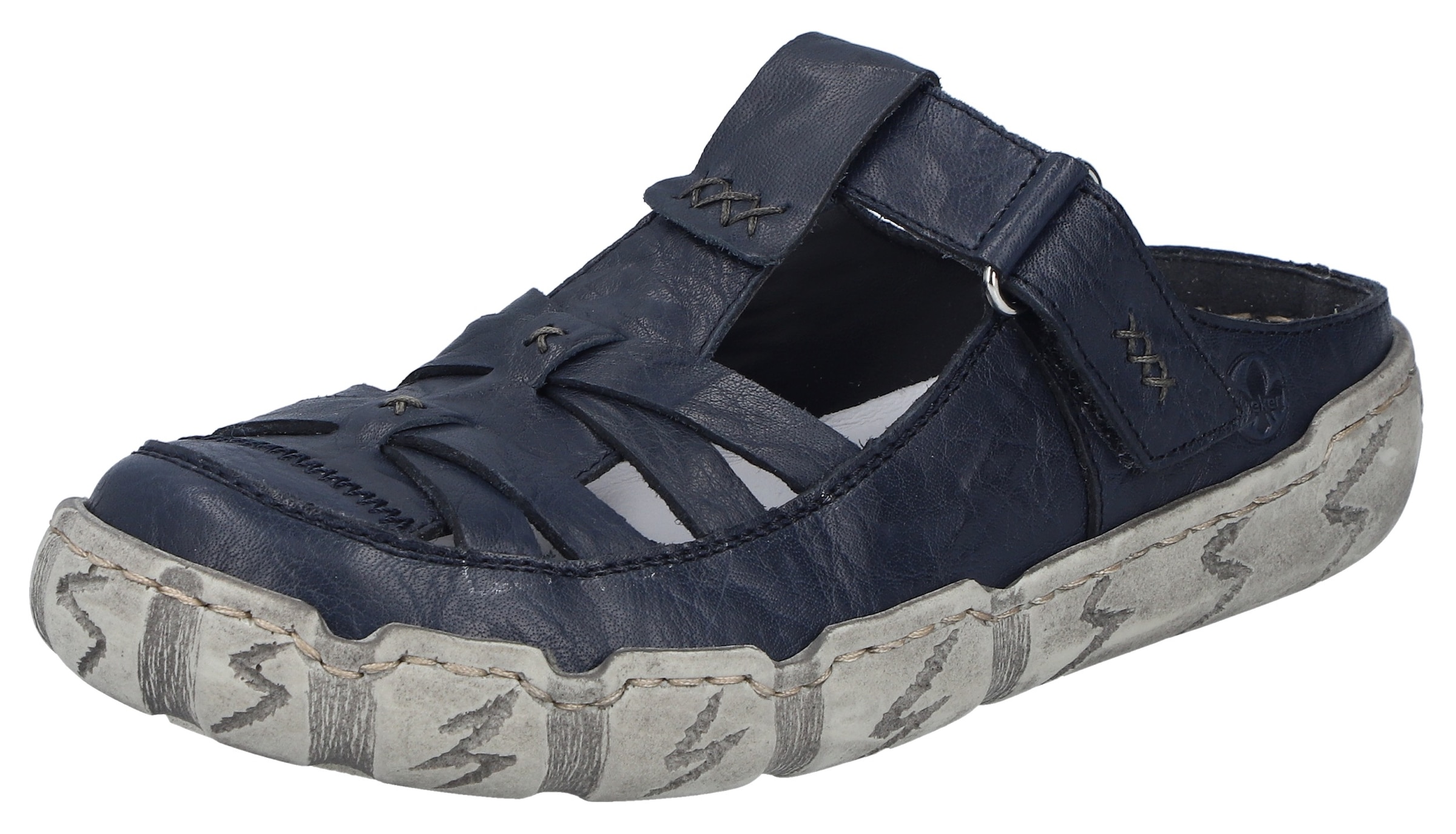 Rieker Clog  Sabot, Sommerschuh, Schlappen, Hausschuh mit Ziernähten