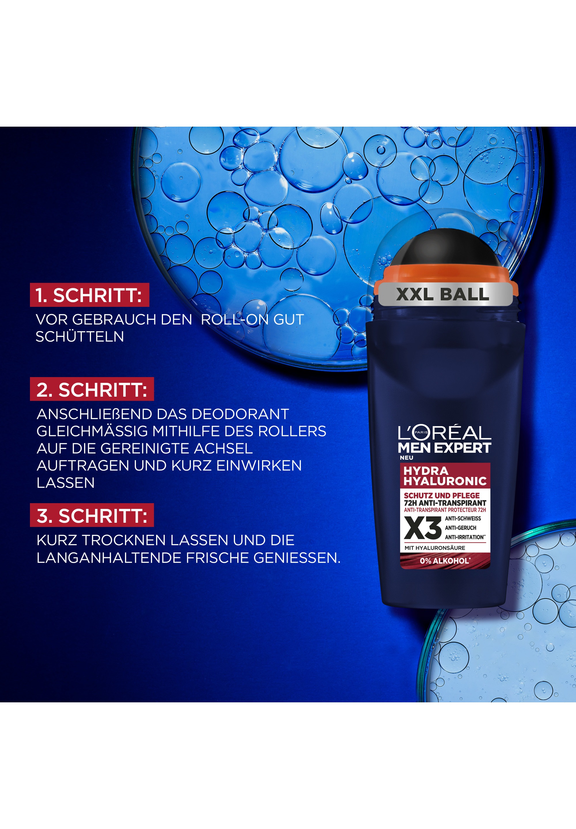 L'ORÉAL PARIS MEN EXPERT Deo-Roller »L'Oréal Men Expert Hydra Hyaluronic Anti-Transpirant Roll On 6er Pack«