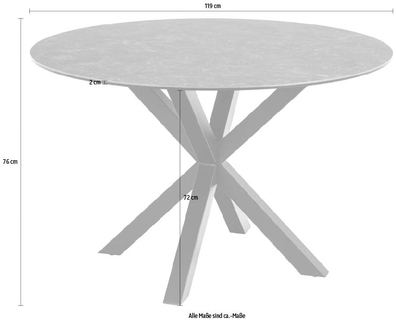 ACTONA GROUP Esstisch, (1 St.), tischplatte aus schwarzer rauer Keramik. Rund, T: 119 cm