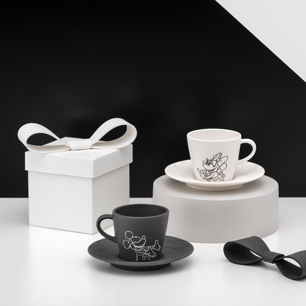 Villeroy & Boch Espressotasse »Espressotassen Manufacture Rock blanc - Mickey Mouse 60 ml 6er Set weiß« Spülmaschinenfest, Mikrowellensicher
