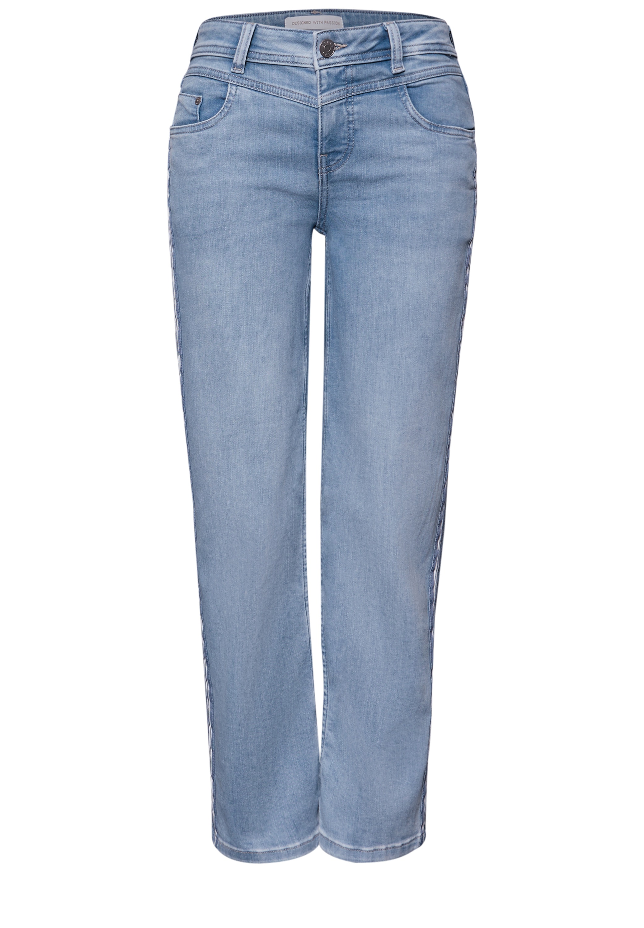 STREET ONE Straight-Jeans »Style Amalia Straight« mit dekorativem hellblauem Streifen an der Seite