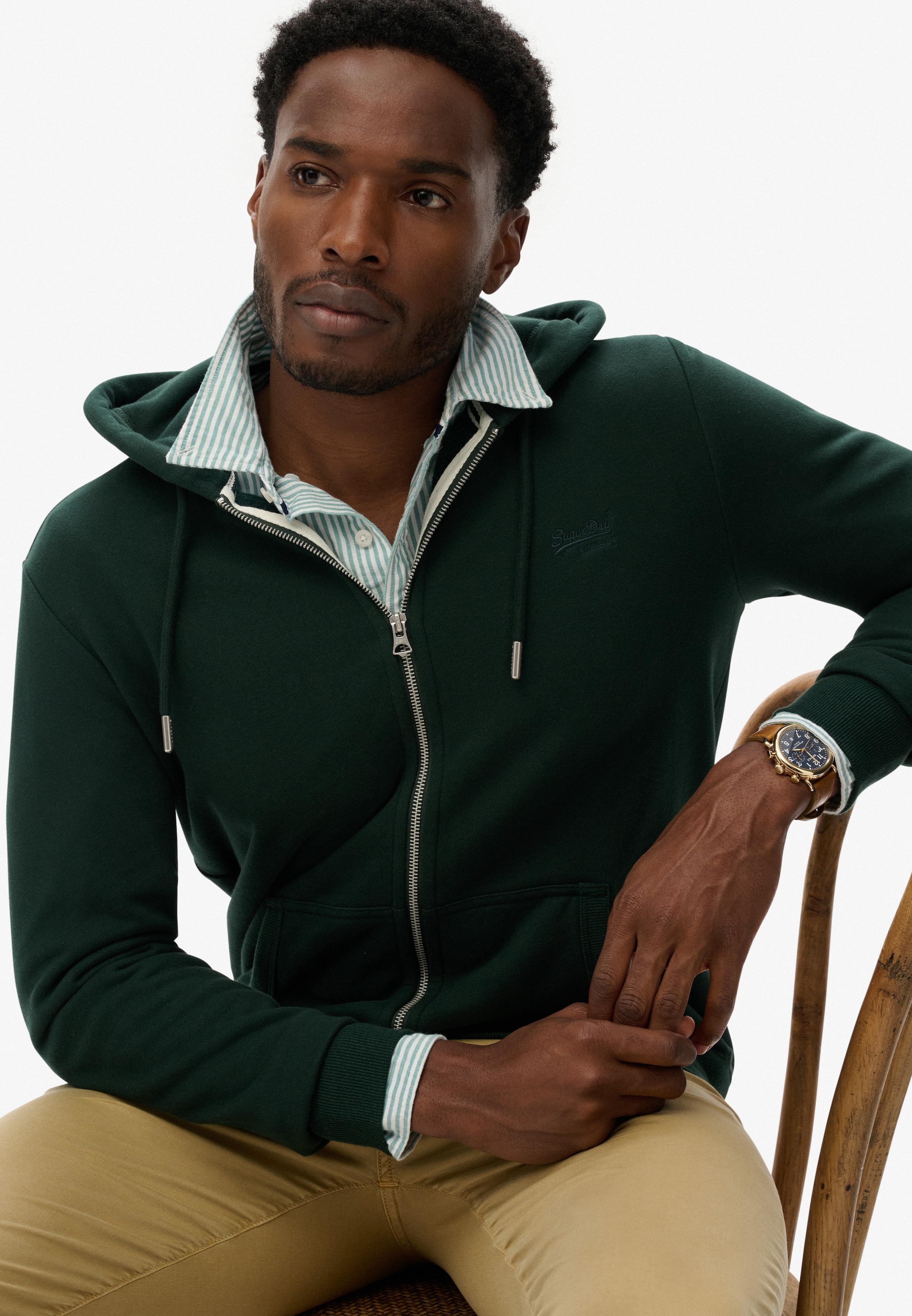 Superdry Kapuzensweatjacke »ESSENTIAL LOGO ZIP HOODIE HB« Baumwollmischung, slim fit