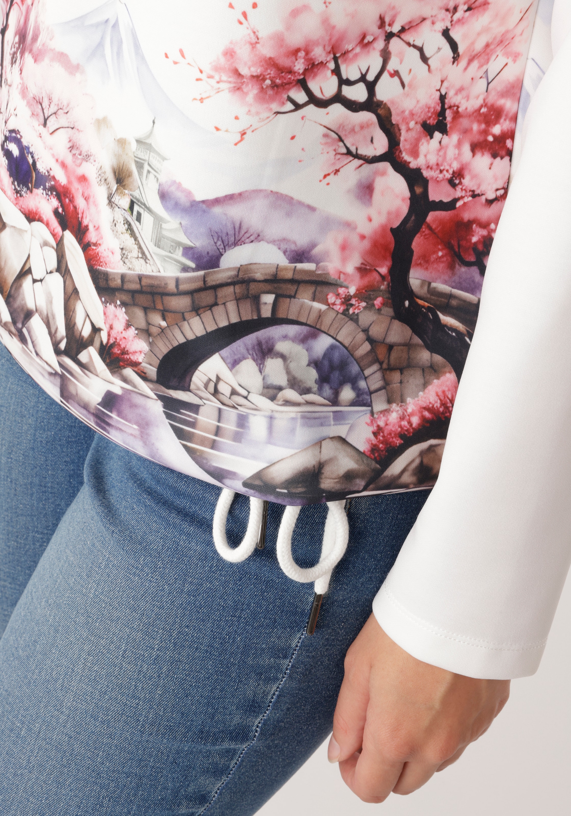 Aniston SELECTED Sweatshirt , mit malerischen Druck vorne und hinten - NEUE KOLLEKTION
