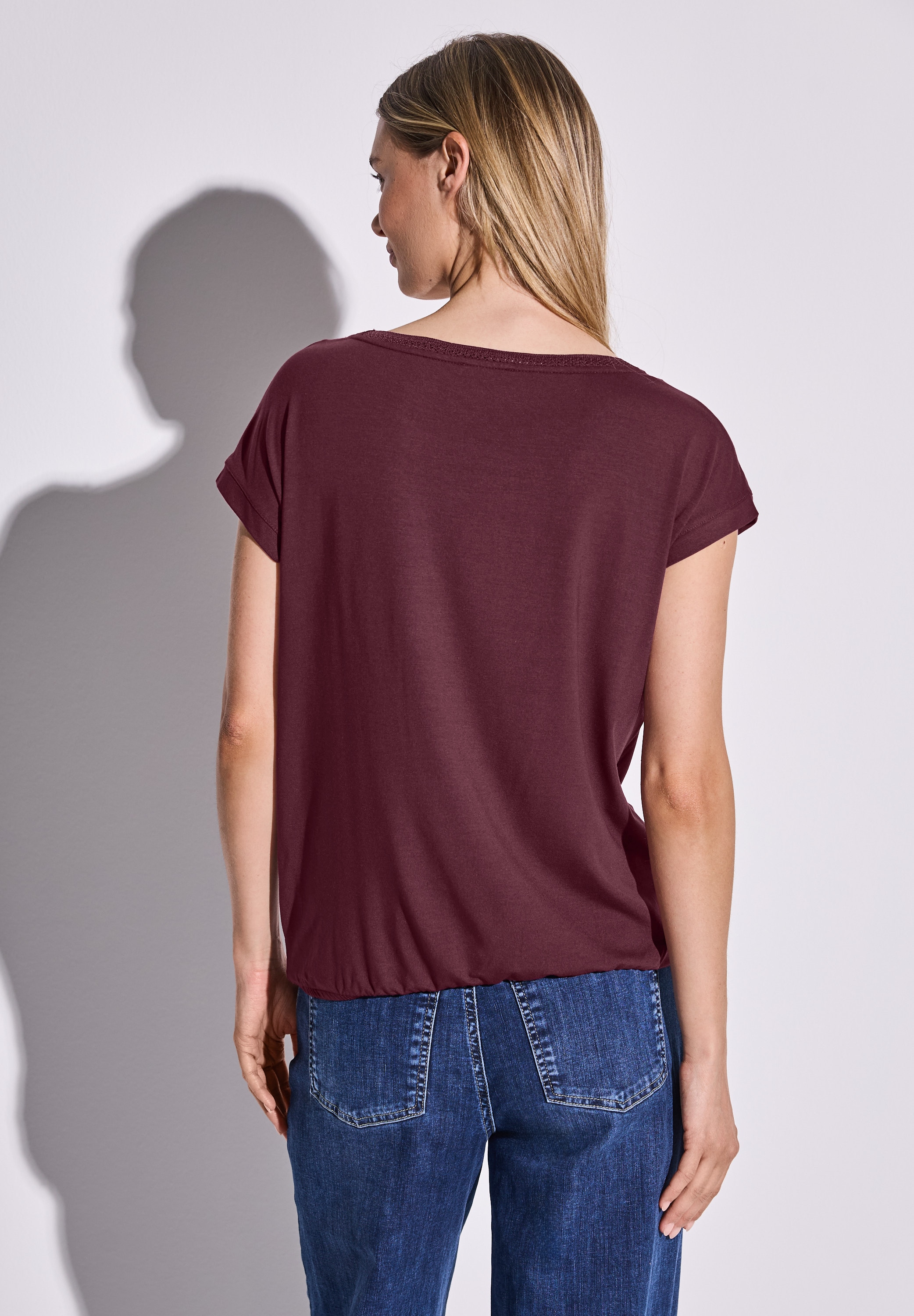 STREET ONE T-Shirt, mit Dekortape und elastischem Saum