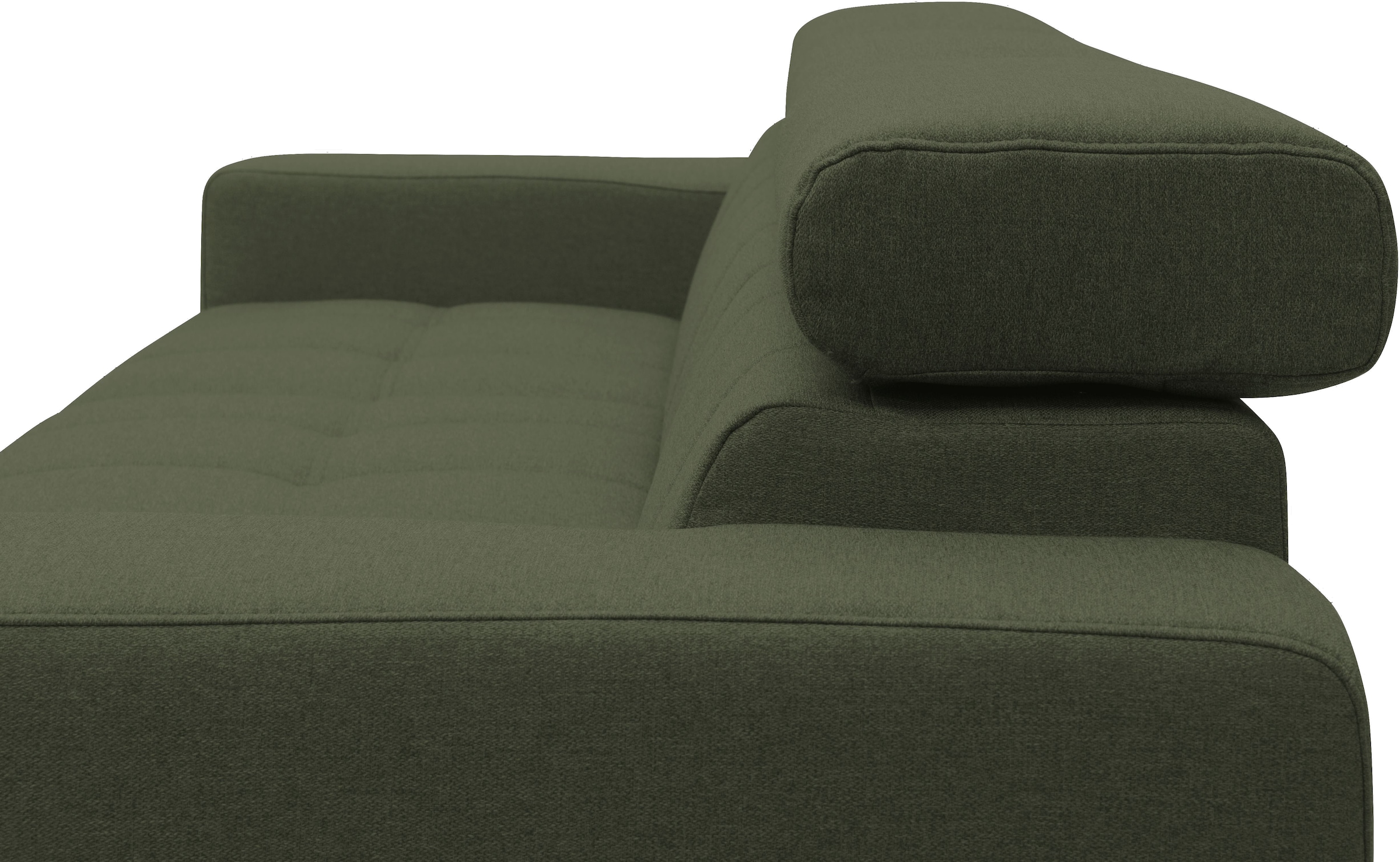 DOMO collection Ecksofa »Trento L-Form, mit Kufenfuß oder Einzelfuß«, wahlweise mit Kopfteilverstellung, Recamiere links/rechts bestellbar