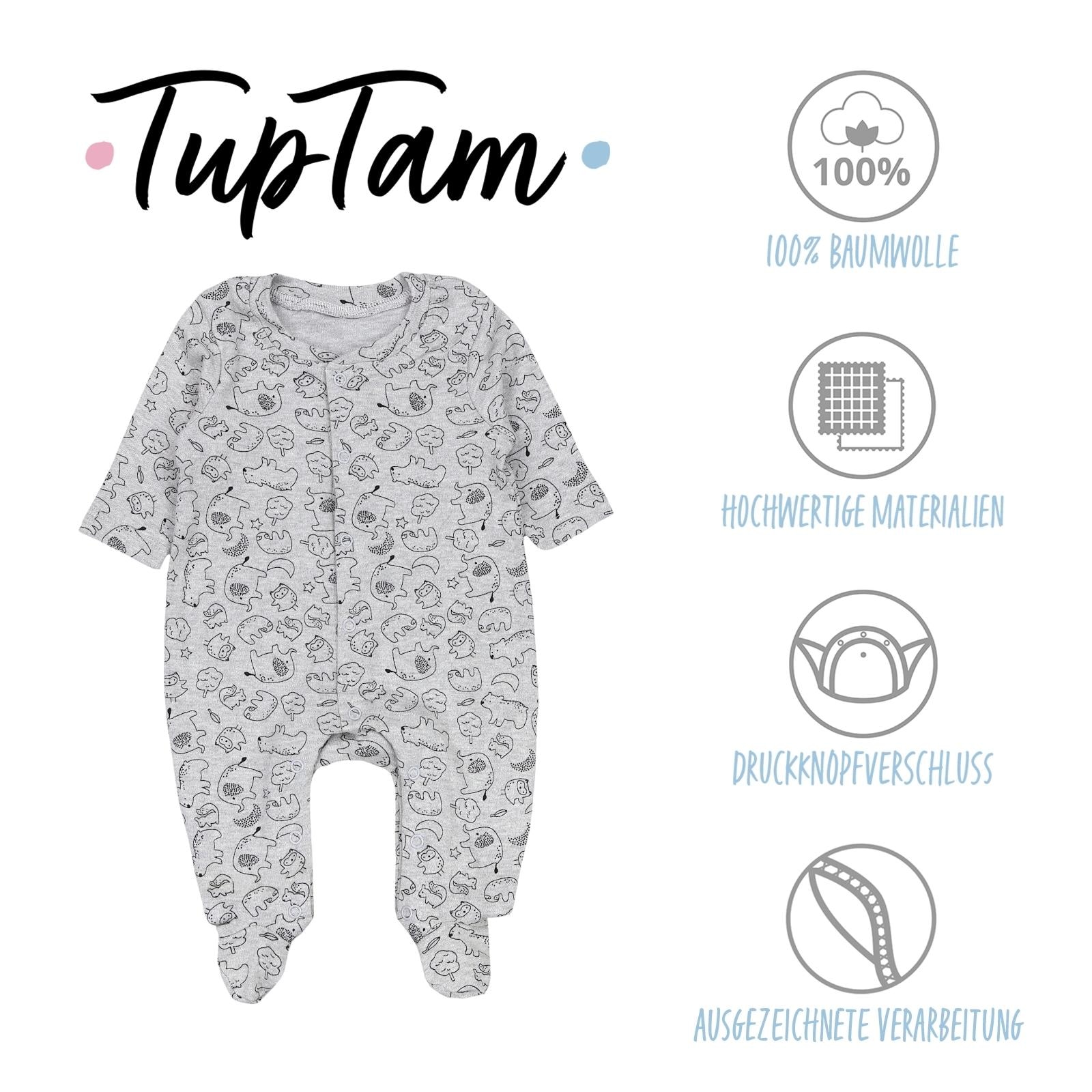 TupTam Strampler »Schlafstrampler Baby Jungen Schlafstrampler mit Fuß 3er Pack«
