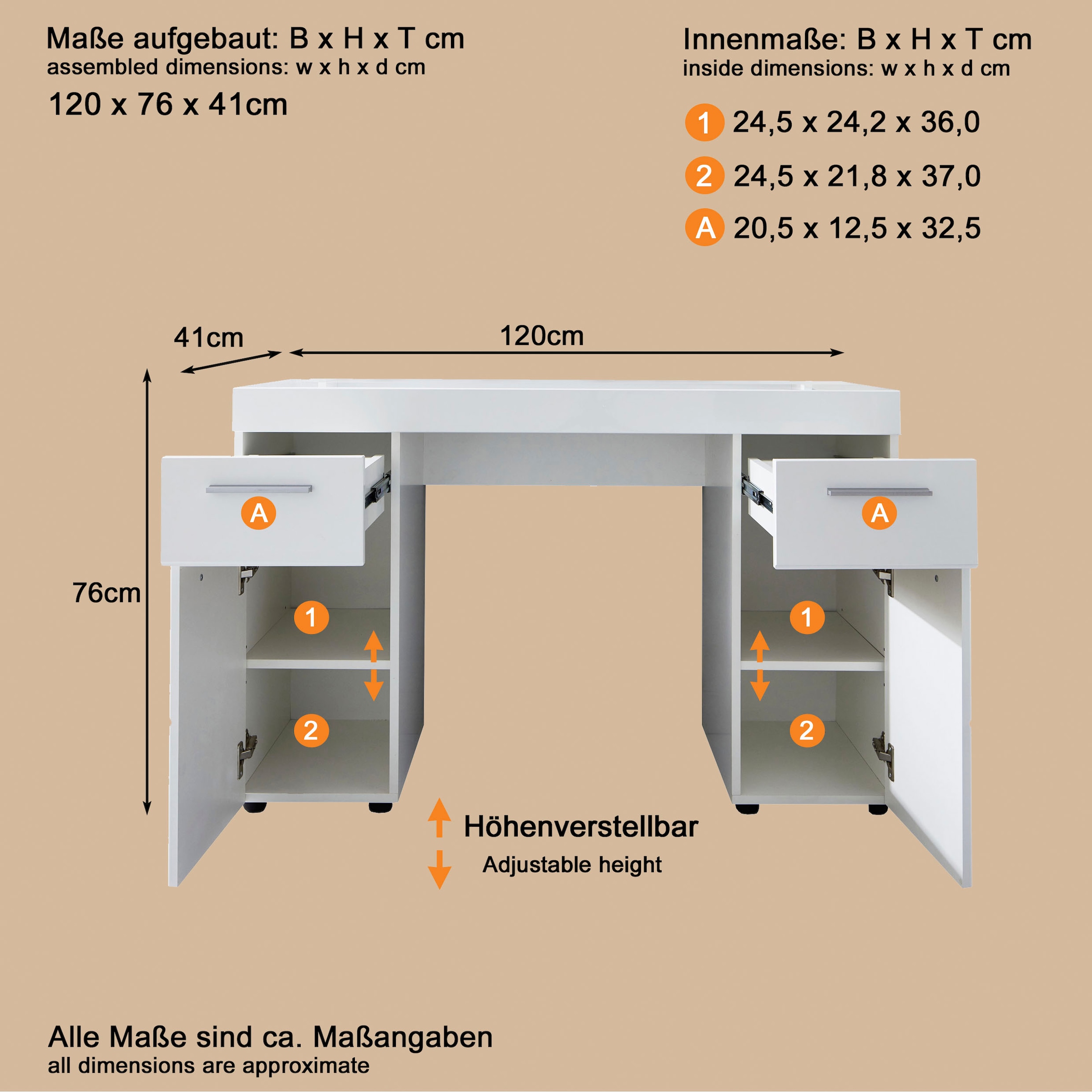INOSIGN Schreibtisch »Avena«, variabel auch als Schminktisch einsetzbar mit dem Spiegel 88435001
