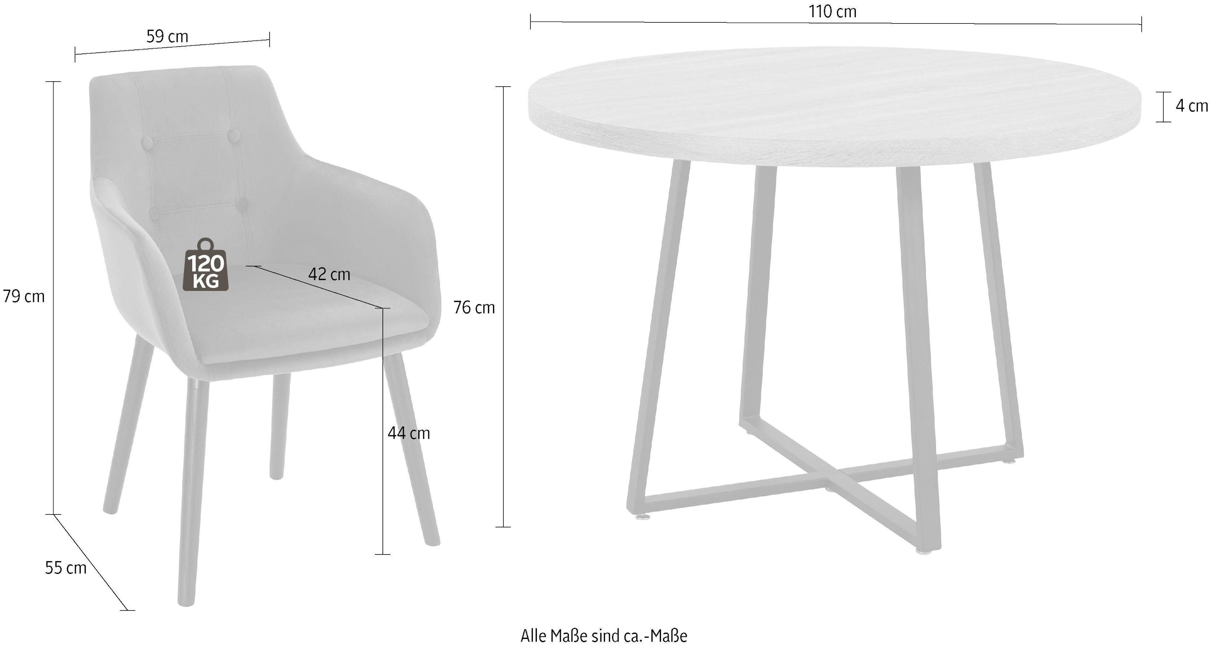 Home affaire Essgruppe 5 Stk. tlg. mit 4 Stühle