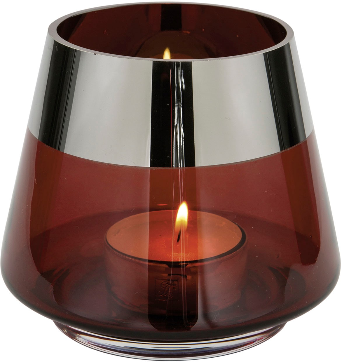 Teelichthalter »JONA«, (1 St.), Glas - mundgeblasen - folierter silberfarbener Rand