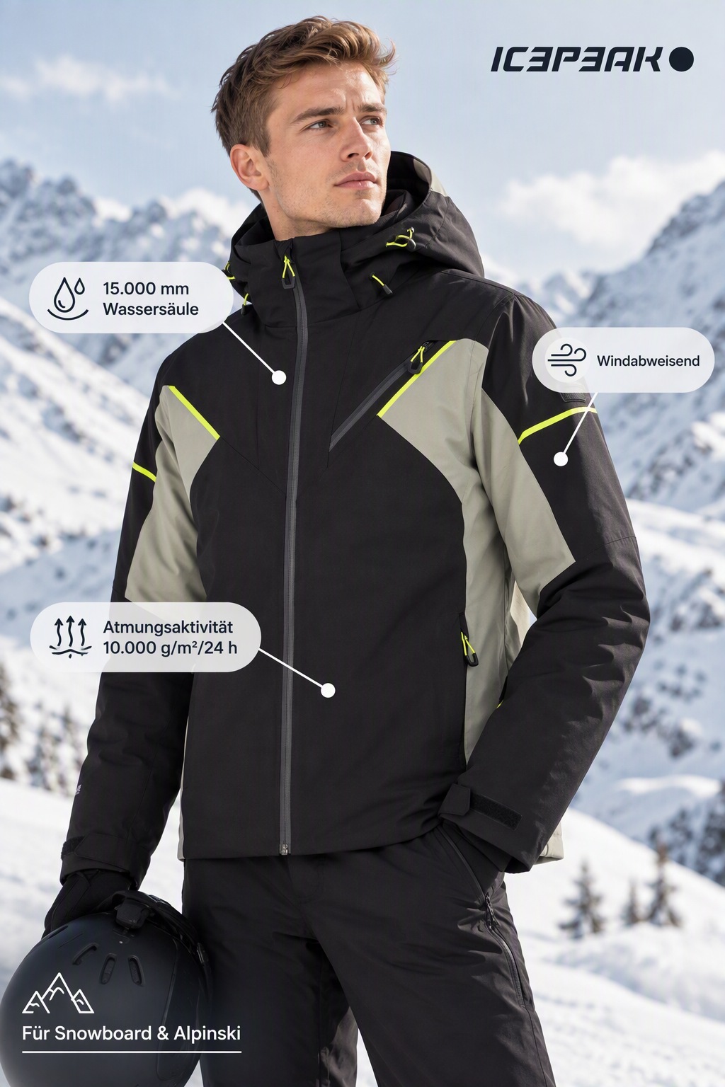 Icepeak Skijacke »ICEPEAK FIRCREST« wasserabweisendes und windabweisendes Material, aus Polyester