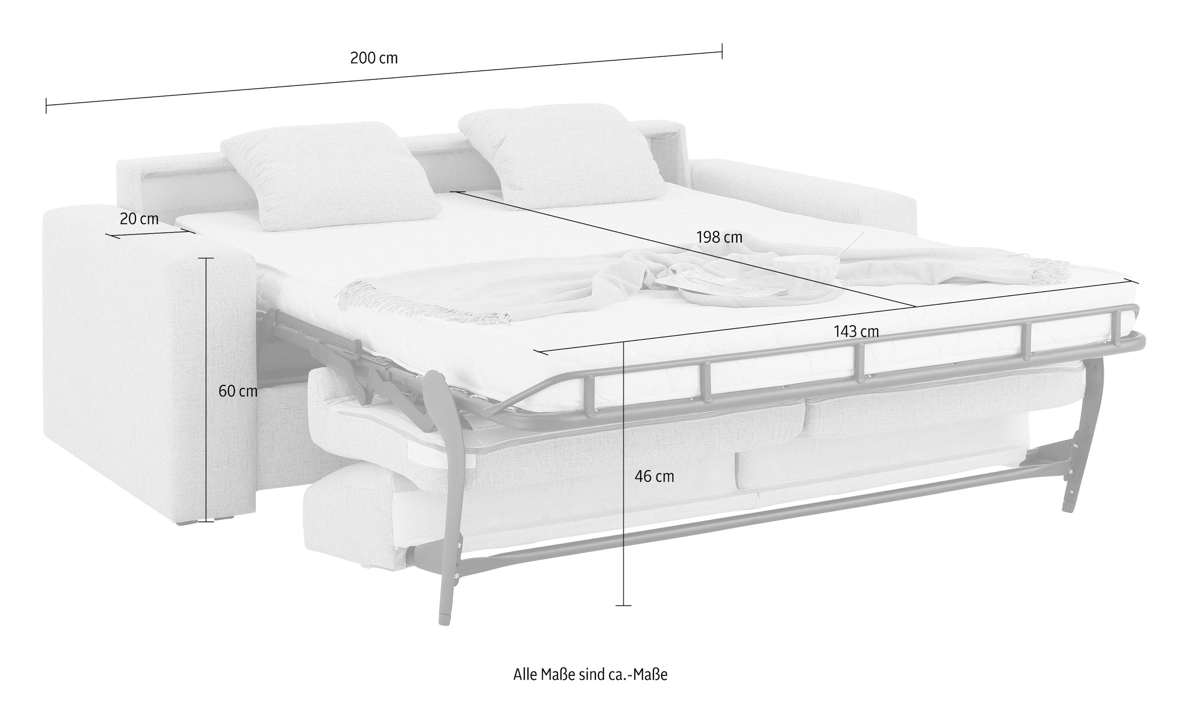 Home affaire Schlafsofa »Roma«, Dauerschlaffunktion, Shop Online Matratze mit Unterfederung, Lattenrost, OTTO im