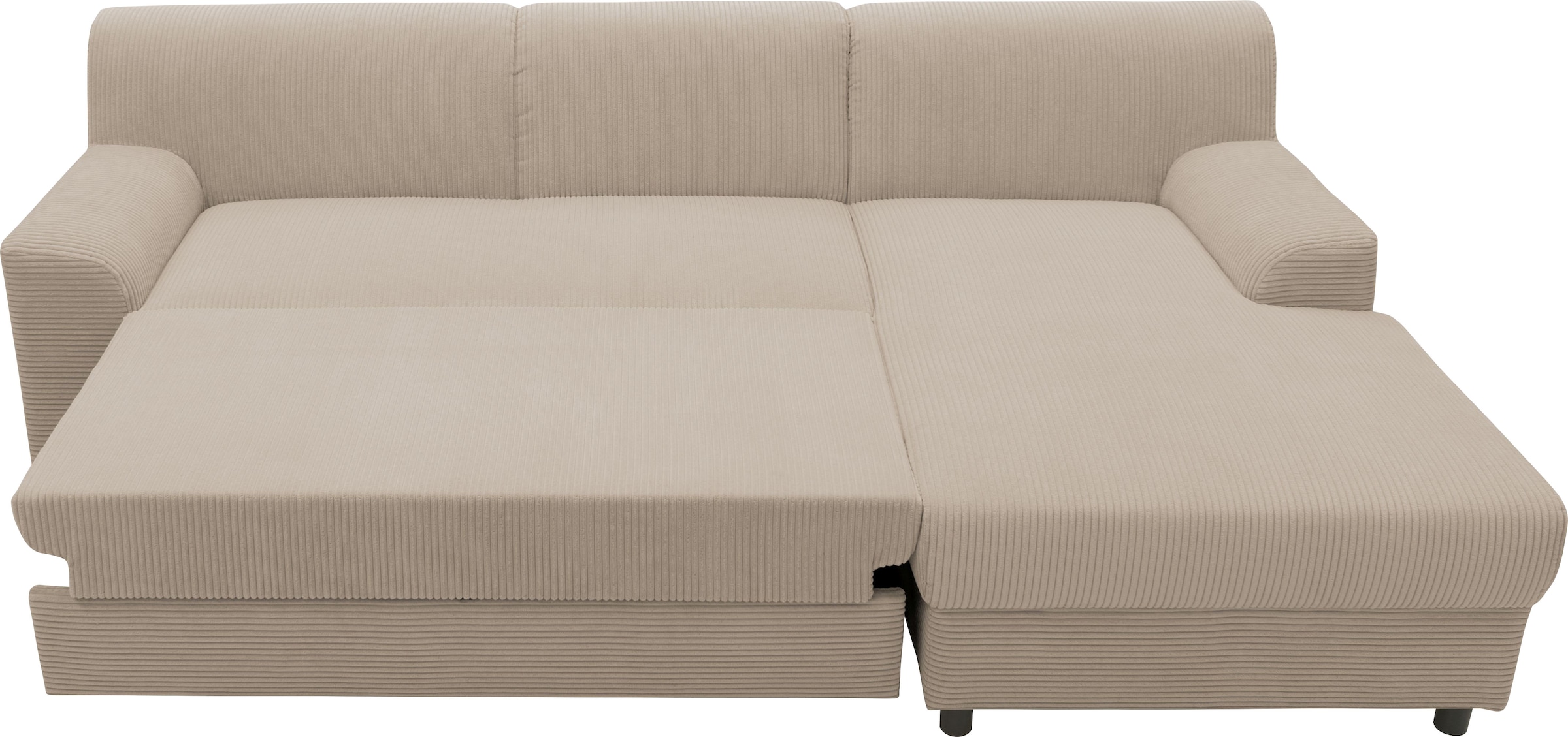 DOMO collection Ecksofa »Turah 2, L-Form, Cord oder Luxus-Microfaser, komfortabler Federkern«, B/T/H: 241/146/79 cm, incl. Zierkissen, wahlweise mit Bettfunktion