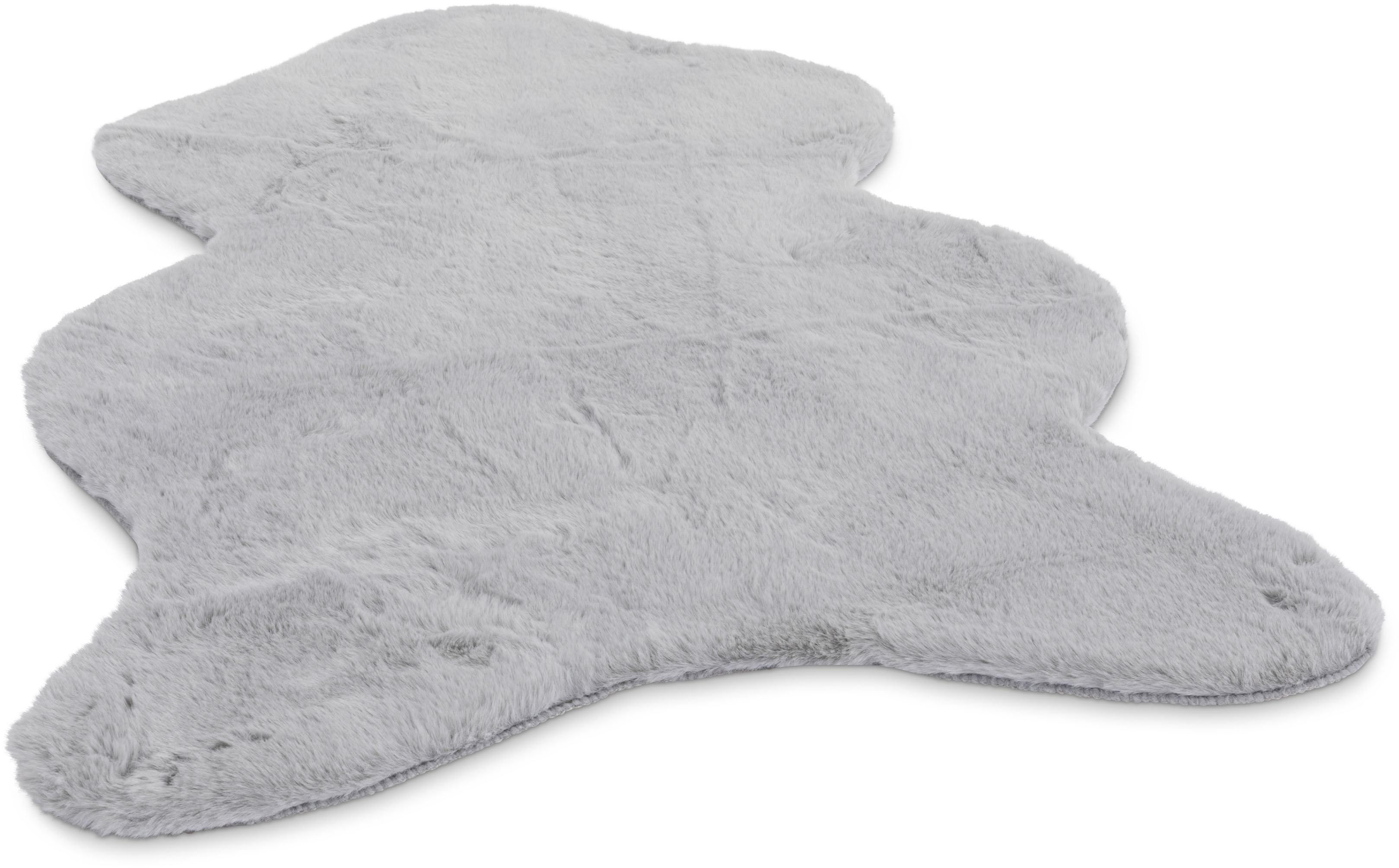 Gino Falcone Fellteppich »Giorgia« fellförmig 20 mm Höhe Kunstfell, superweich - ein echter Kuschelteppich in silberfarben