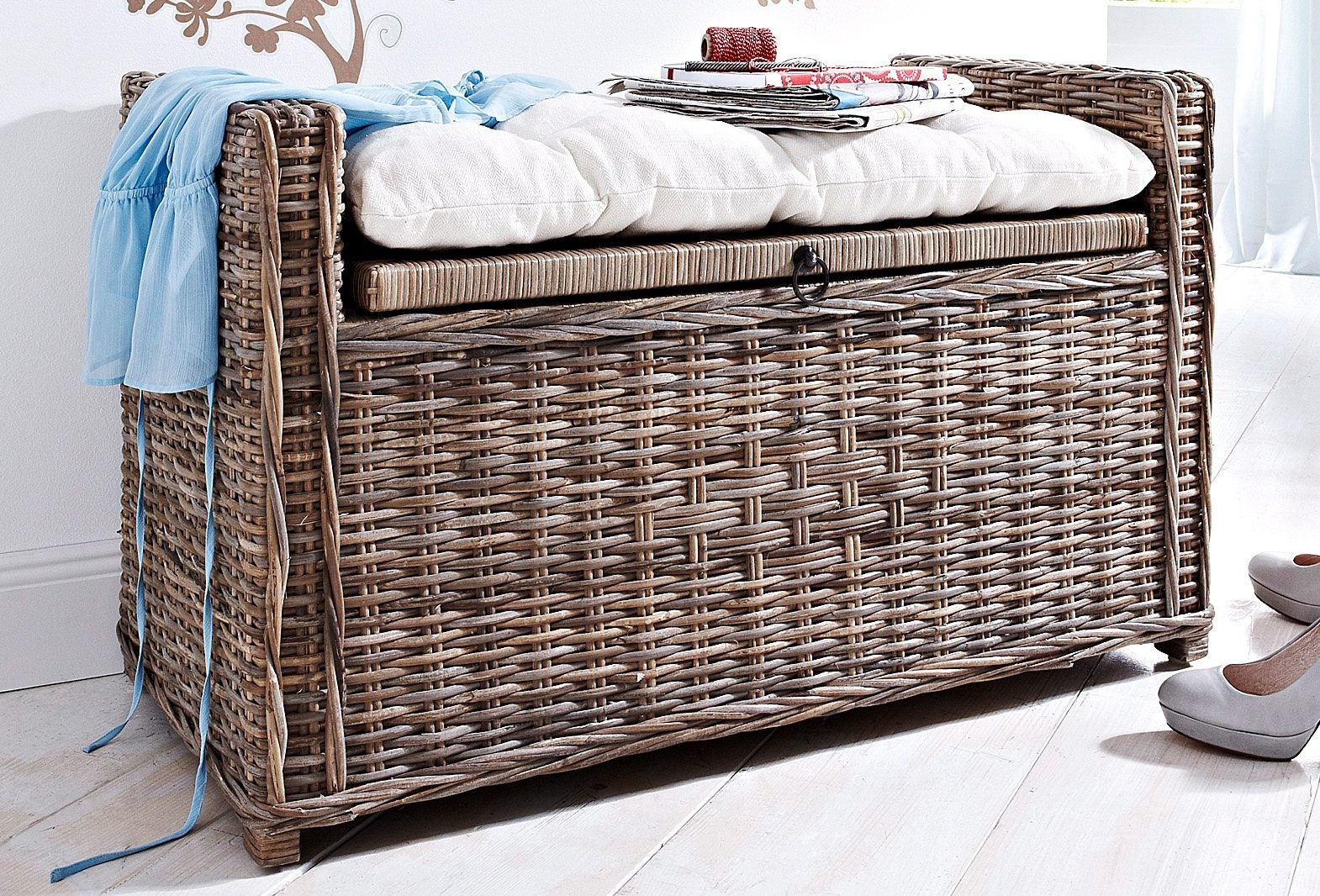 Home affaire Sitztruhe »Schönerempfang, TOPSELLER!« Rattan-Bank, OTTOs Choice,  Belastbar bis max. 80 Kg, mit Stauraum