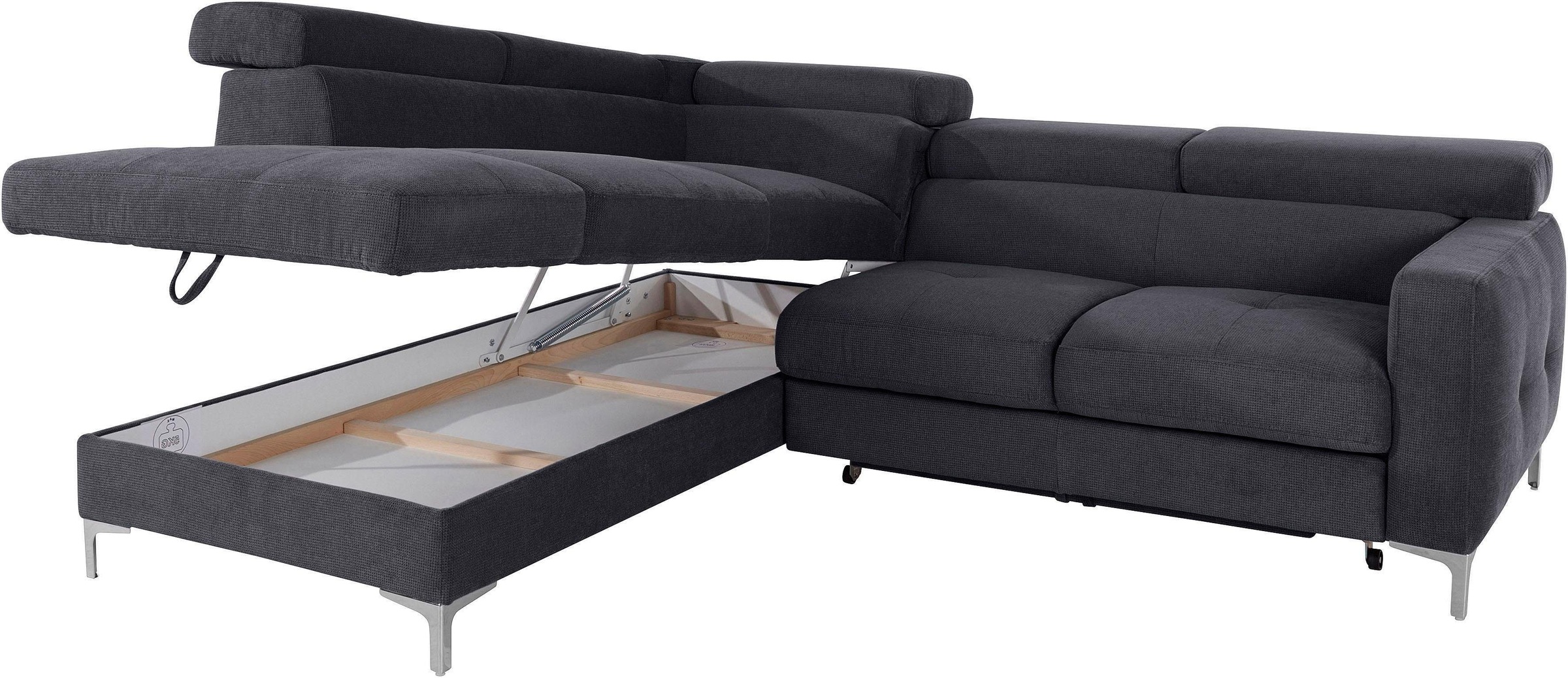 COTTA Polstergarnitur »Sammy L-Form«, (Set), Set bestehend aus: Ecksofa mit Kopfteilverstellung & Hocker