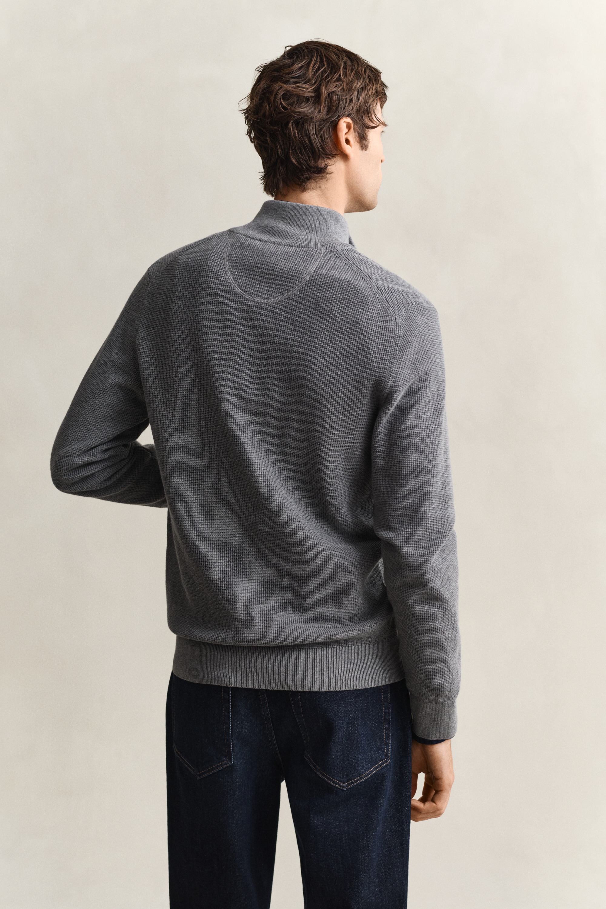 Gant Strickjacke »MICRO TEXTURED COTTON ZIP« Regular fit mit Stehkragen
