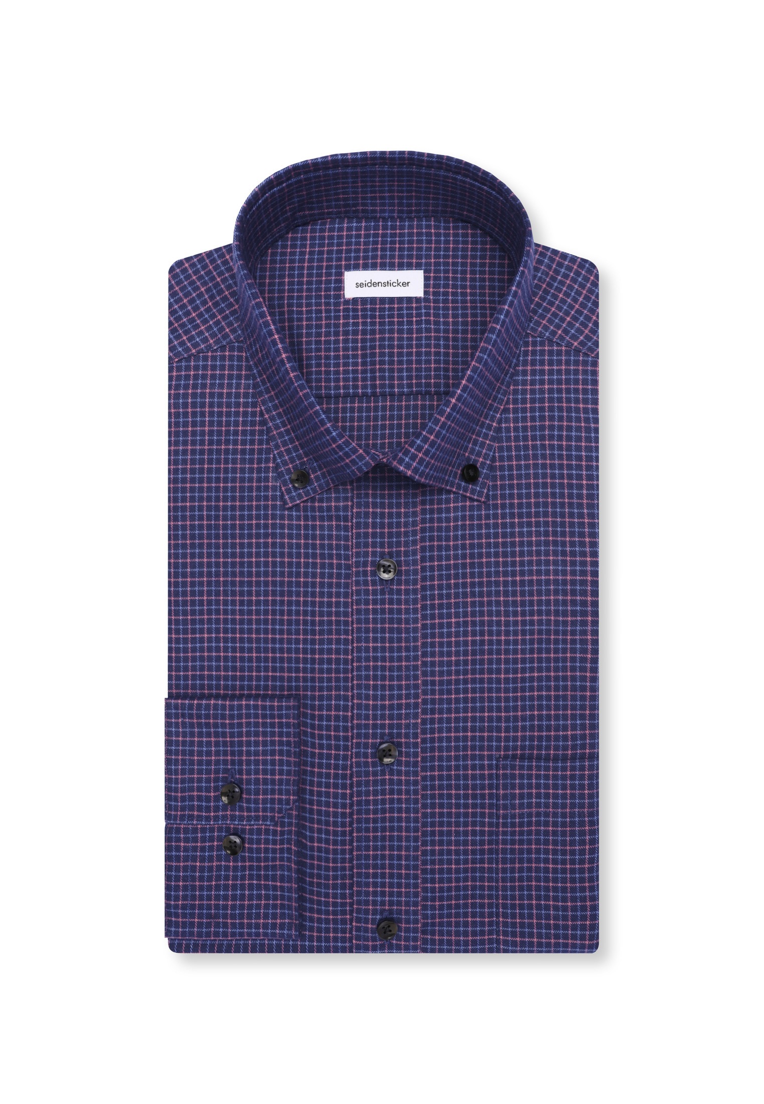 seidensticker Flanellhemd »Schwarze Rose« Regular 1/1 Button-Down-Kragen Karo